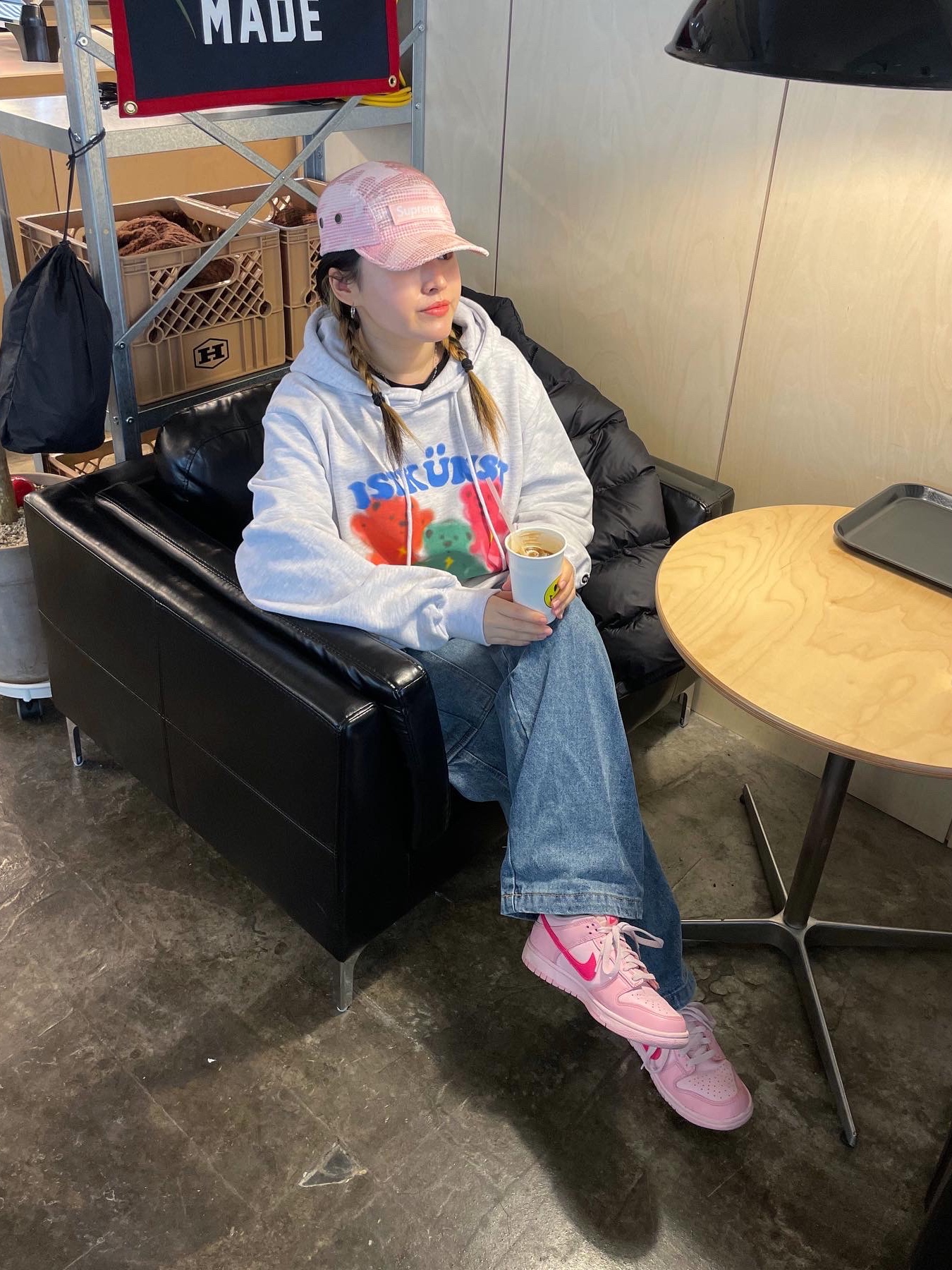 Supreme Camo Grid Velvet Camp Cap Pink Camo - 22FW, (GS) Nike Dunk Low Triple Pink 착용 스타일 - 1