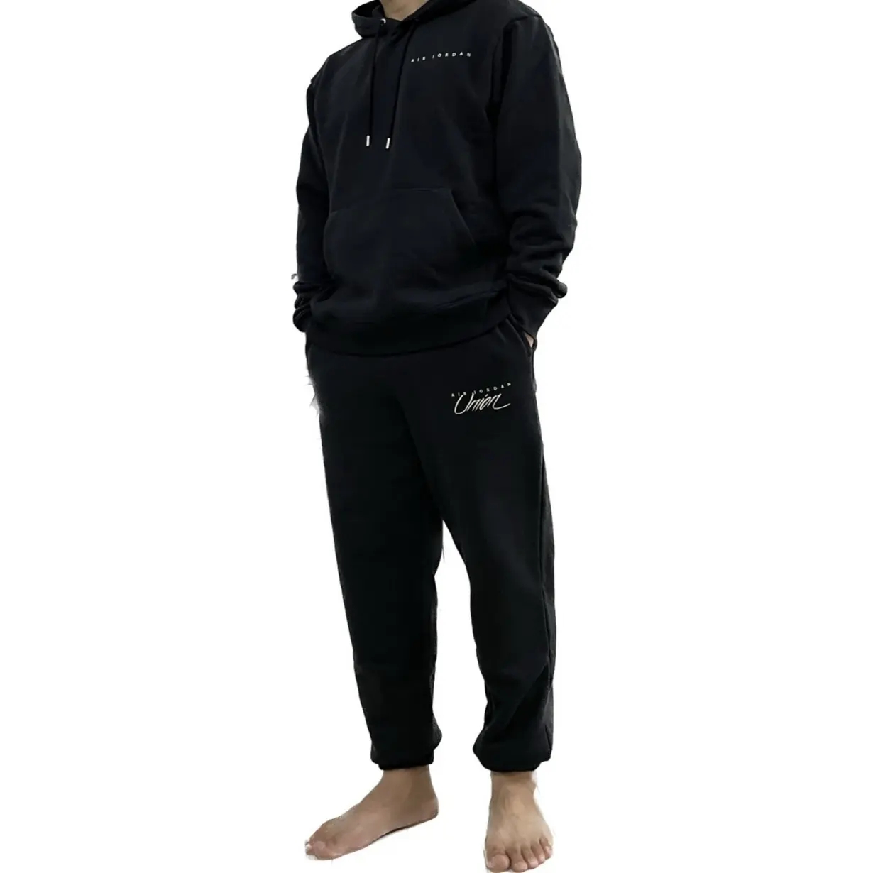 Jordan x Union Fleece Hoodie Black - Asia, Jordan x Union Fleece Pants Black - Asia 착용 스타일 - 1