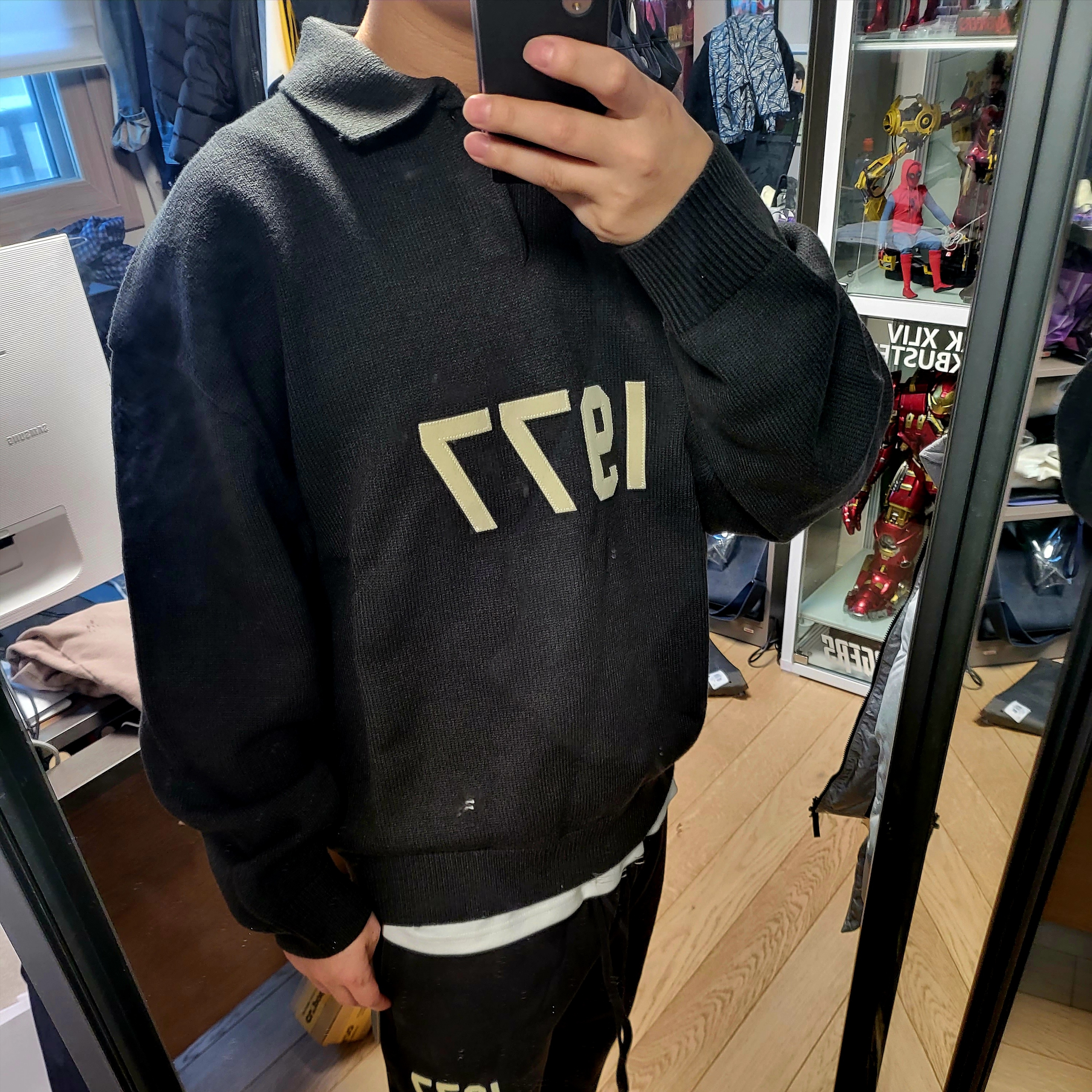 Essentials 1977 Knit Long Sleeve Polo Iron - 22SS, Essentials 1977 Relaxed Sweatpants Iron - 22SS 착용 스타일 - 2