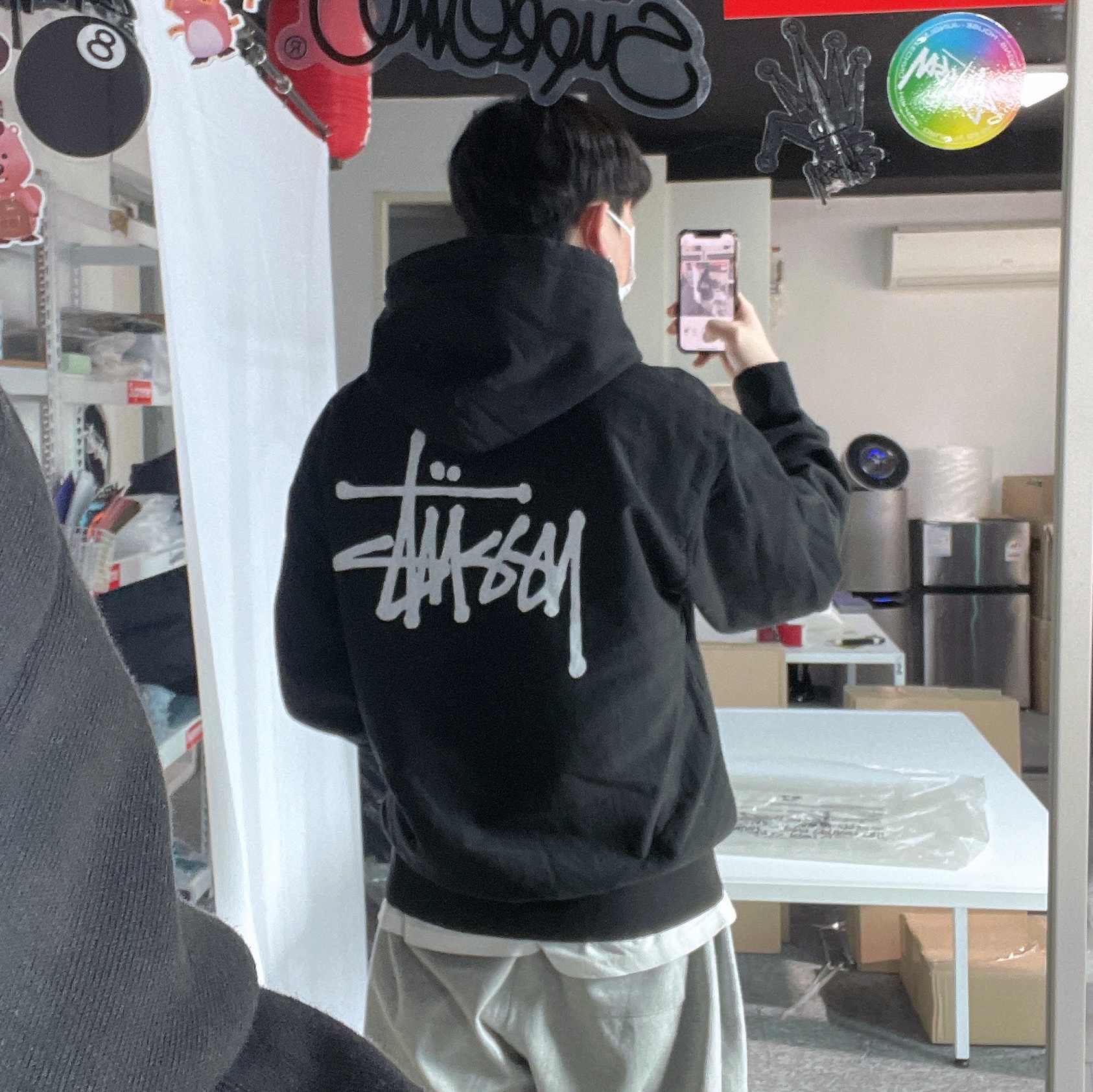 Stussy Basic Stussy Pigment Dyed Hoodie Black 착용 스타일