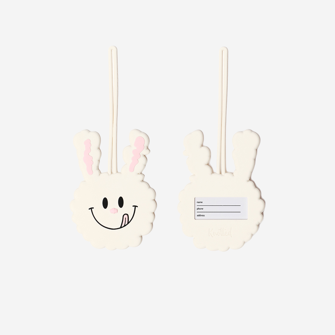 KNEGDCLECB01WHON Knotted Cream Bunny Luggage Tag Yellow