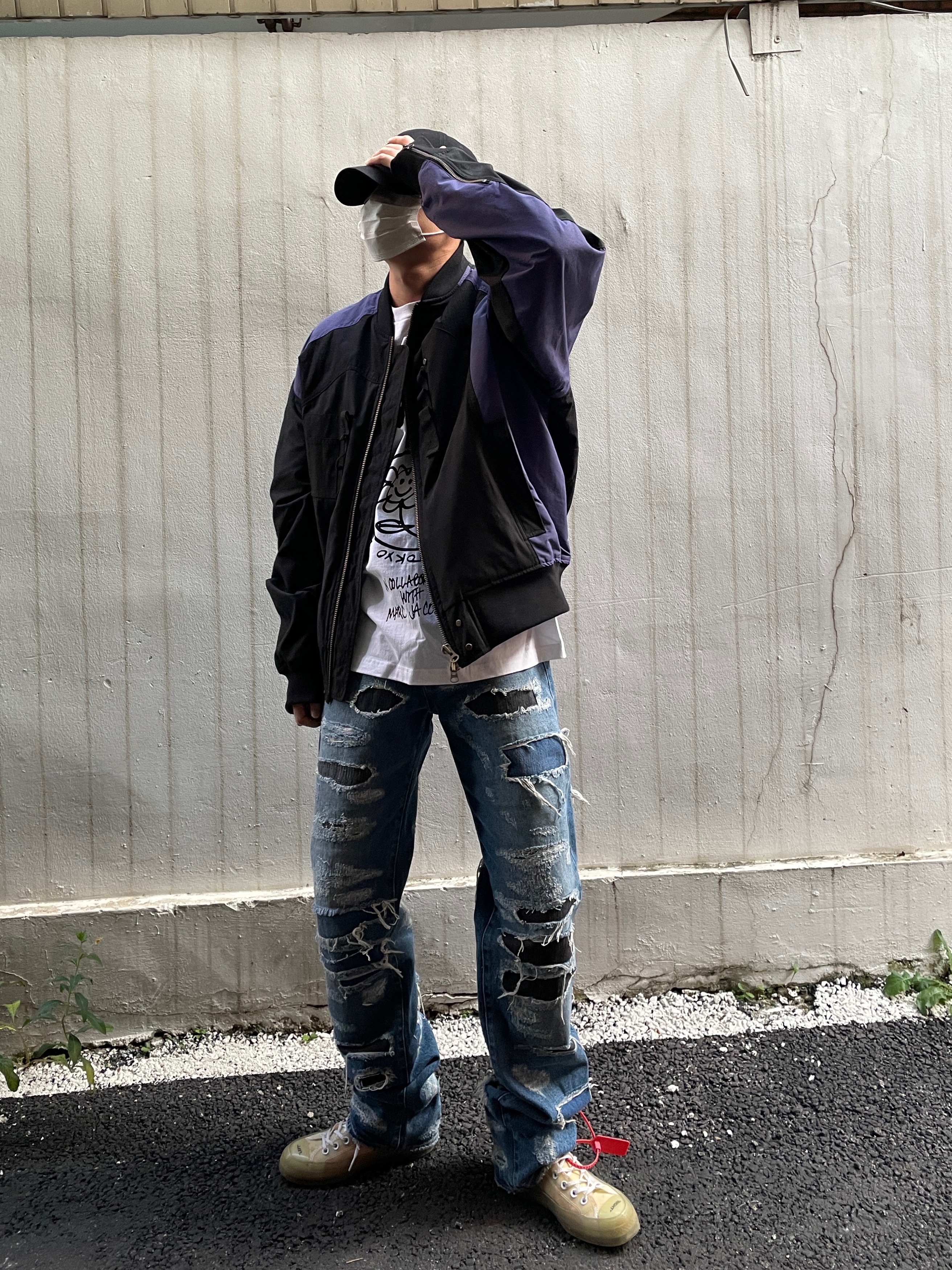 Converse x Off-White Chuck 70 High The Ten, Undermycar Stuttgart Vintage Washing Ball Cap Black Red - 22SS 착용 스타일 - 1