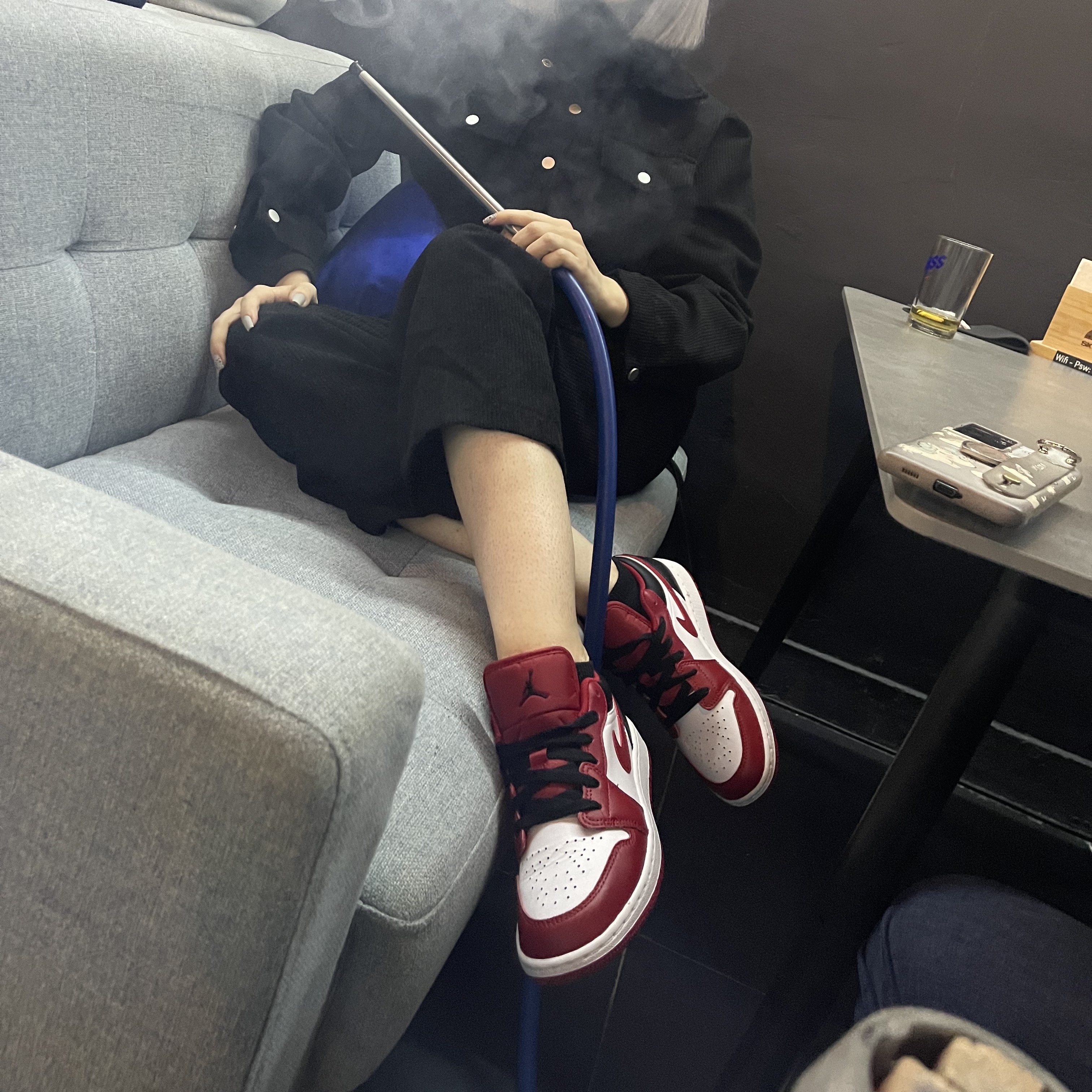 (GS) Jordan 1 Low White Gym Red Black 착용 스타일