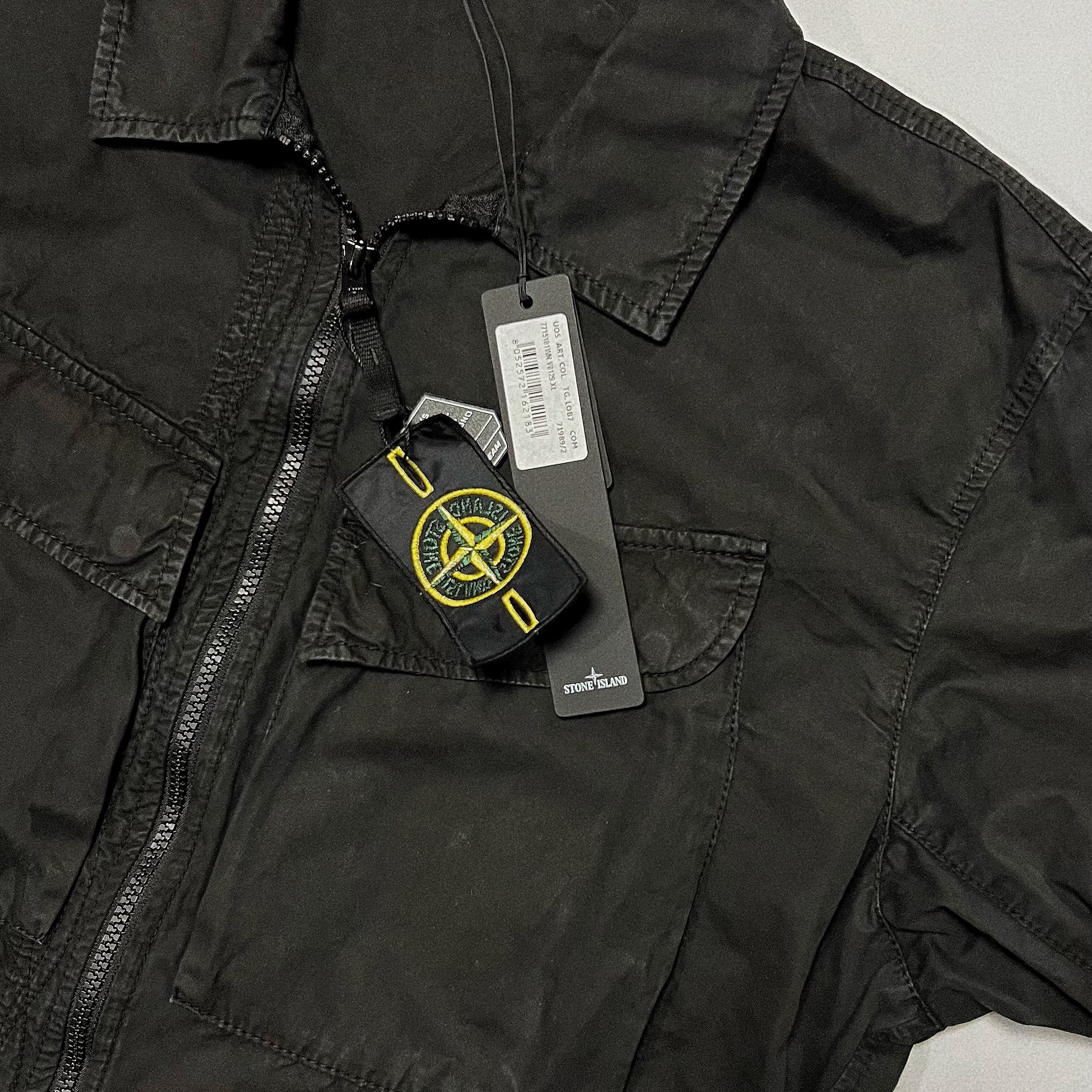 Stone Island 101WN Brushed Cotton Canvas T.CO+OLD Overshirt Black - 22FW 착용 스타일