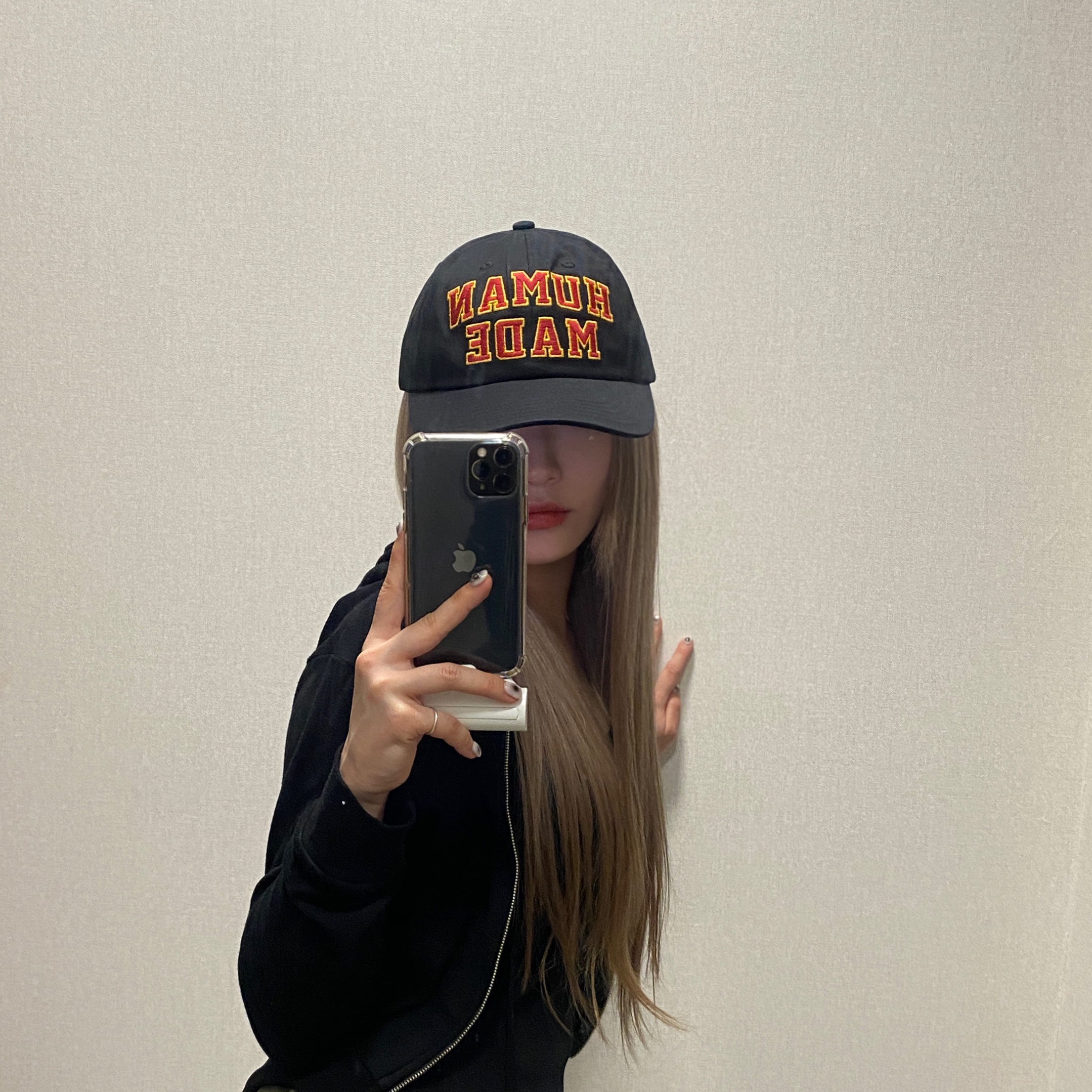 Human Made 6-Panel Twill Cap #2 Black 착용 스타일 - 1