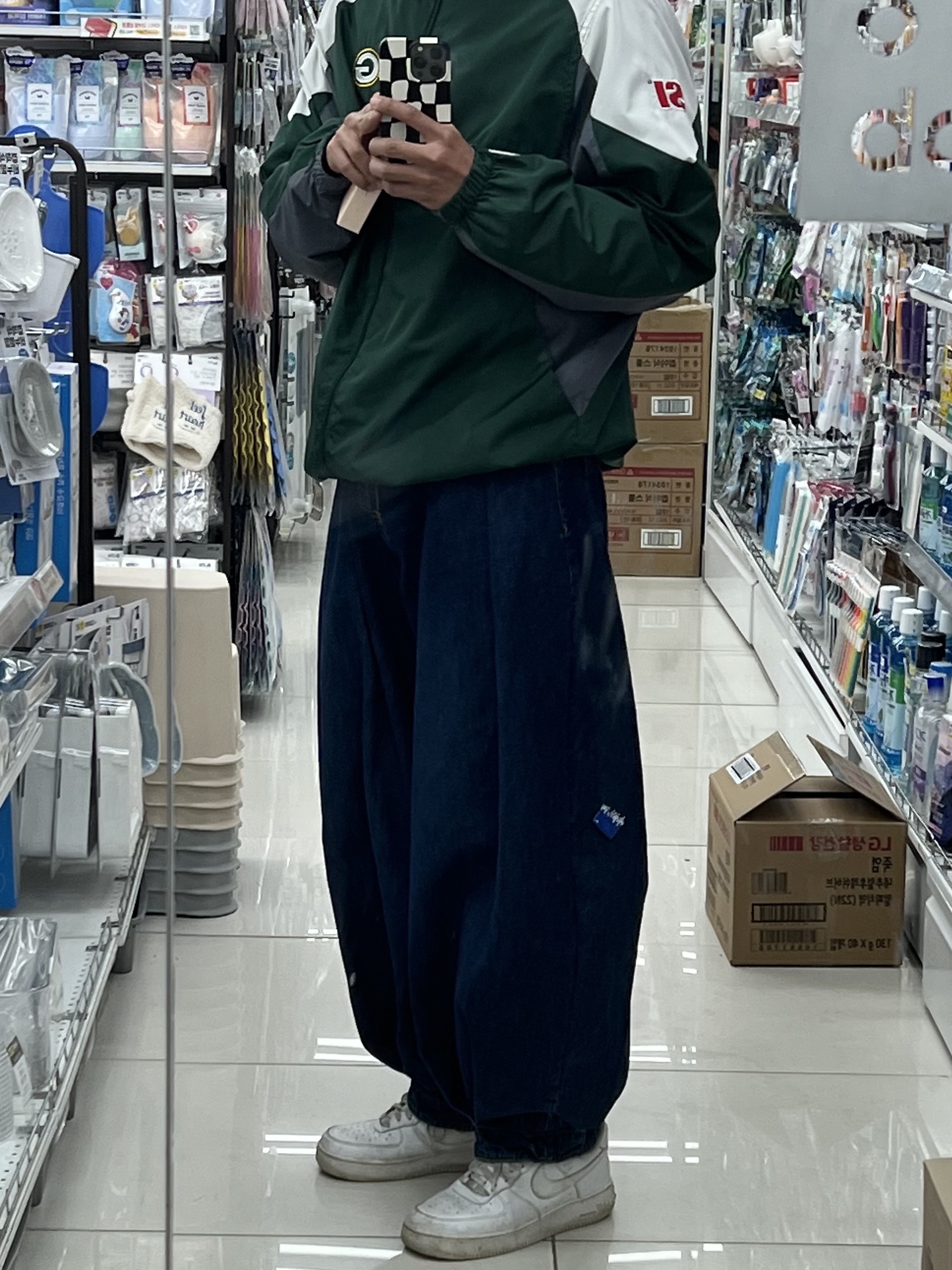 Zara x Ader Error Wide Leg Jeans Blue 착용 스타일