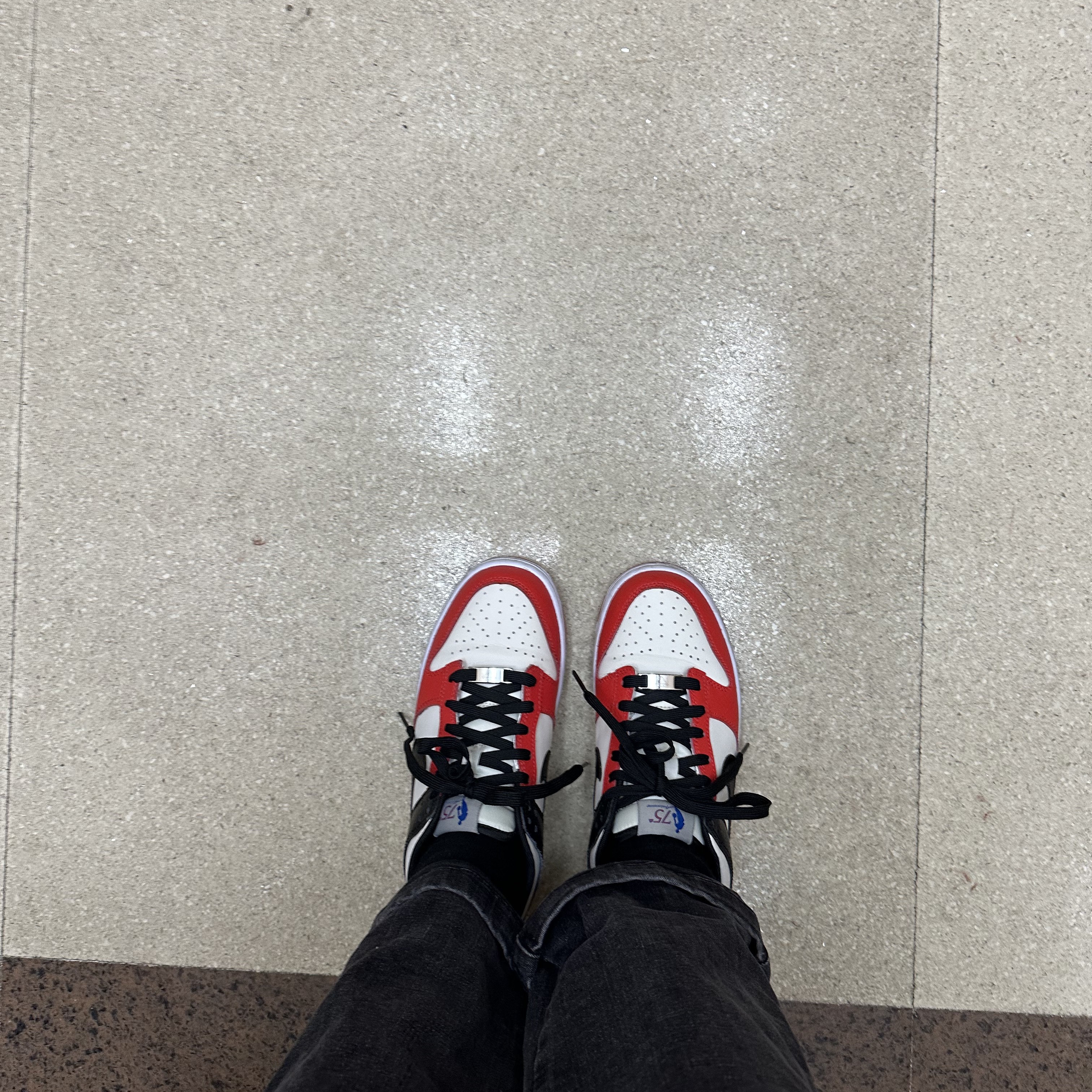 (GS) Nike x NBA Dunk Low Black and Chile Red, (W) Nike Dunk Low Black 착용 스타일 - 2