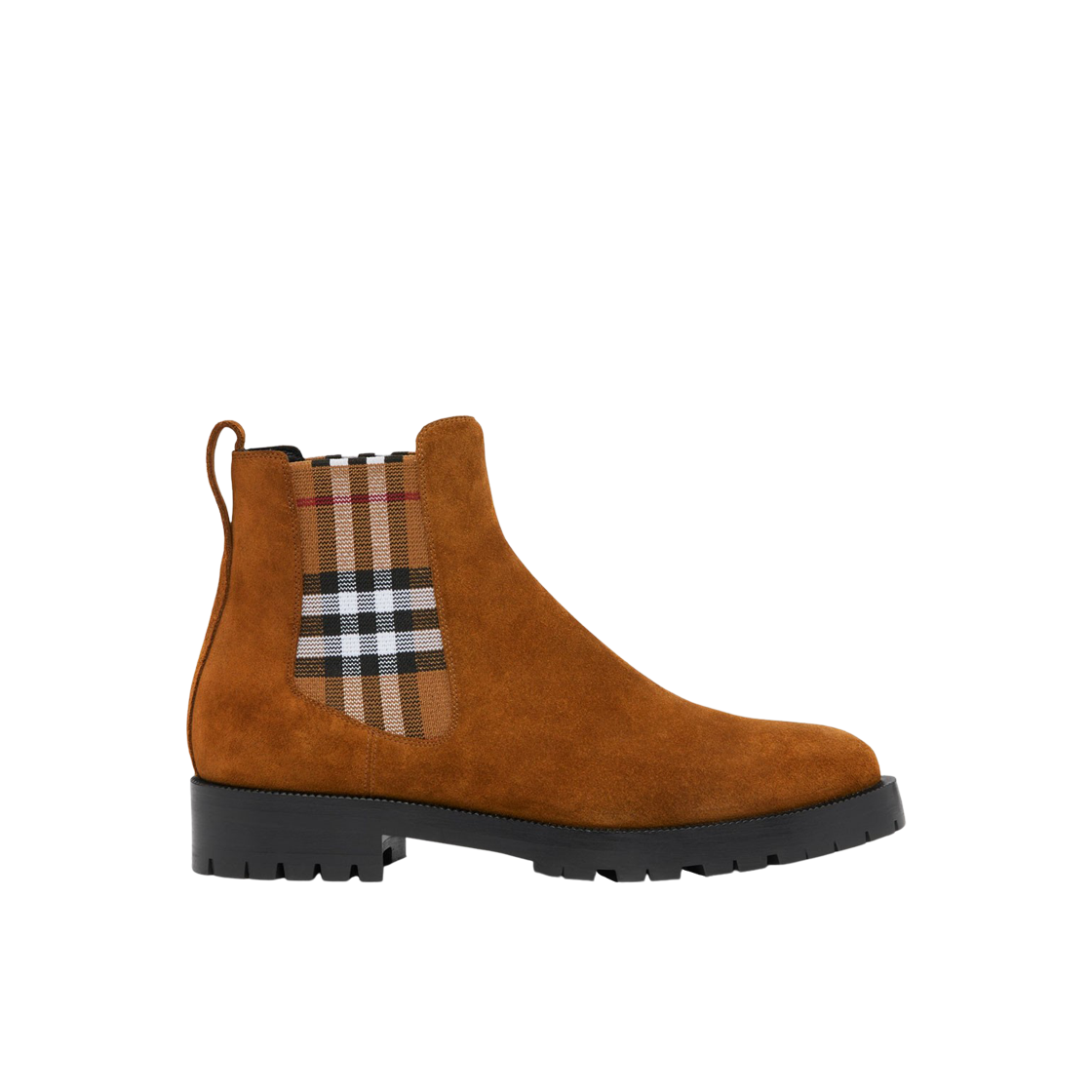 (W) 버버리 빈티지 체크 디테일 스웨이드 첼시 부츠 초콜릿((W) Burberry Vintage Check Detail Suede Chelsea Boots Chocolate) - 1