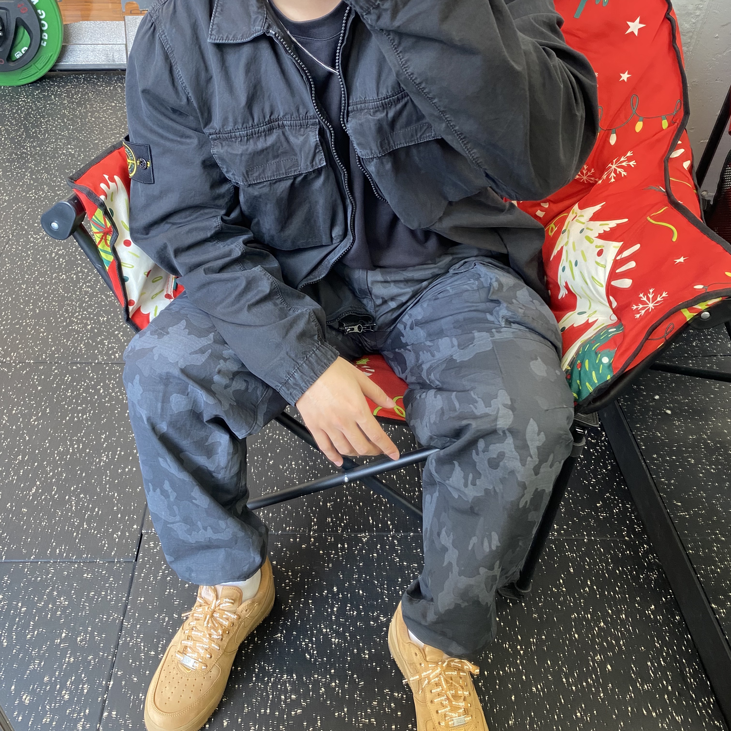 Supreme x Stone Island Reactive Ice Camo Ripstop Cargo Pants Black - 22SS, Nike x Supreme Air Force 1 Low Flax 착용 스타일 - 3