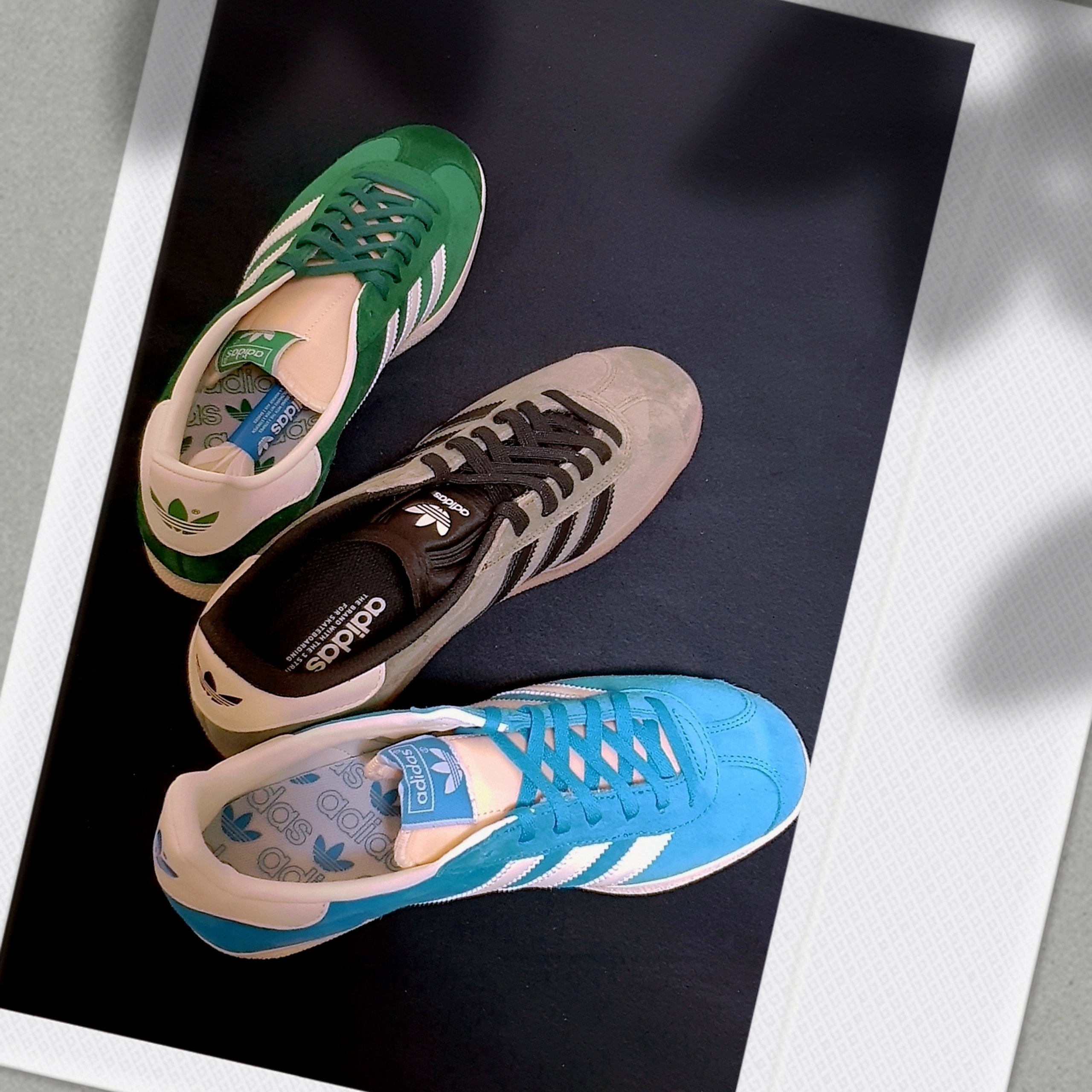 Adidas Gazelle ADV Olive Strata Core Black, Adidas Gazelle Bold Aqua Off White 착용 스타일