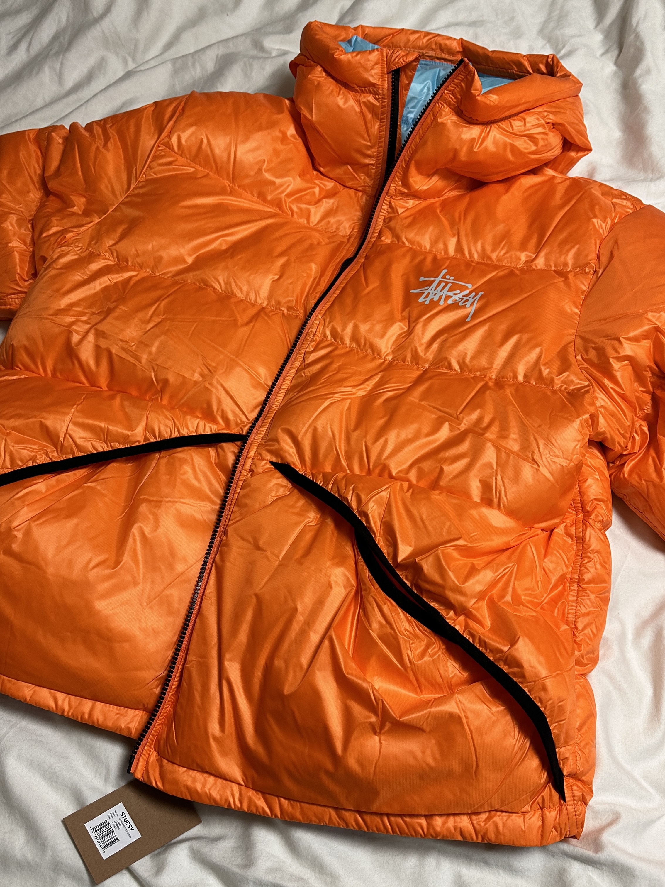 Stussy Micro Ripstop Down Parka Orange 착용 스타일 - 1