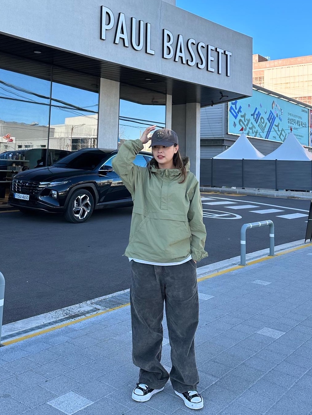Maison Mihara Yasuhiro Peterson OG Sole Canvas Low Sneakers Black, Thisisneverthat x Grateful Dead Lightning Cap Off Black 착용 스타일 - 3