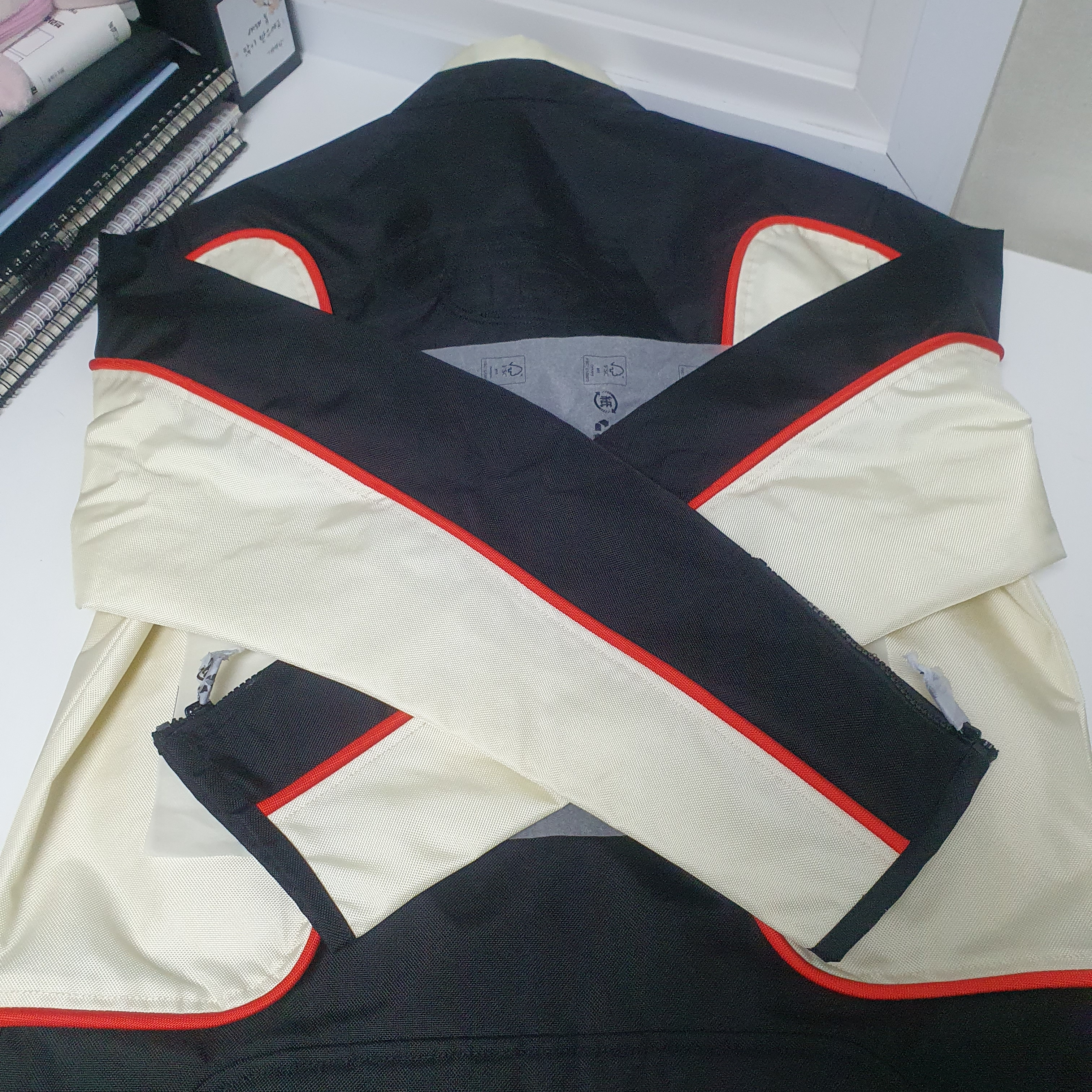 Diesel J-Blink Biker Jacket in Colour-Block Nylon Black White 착용 스타일 - 2