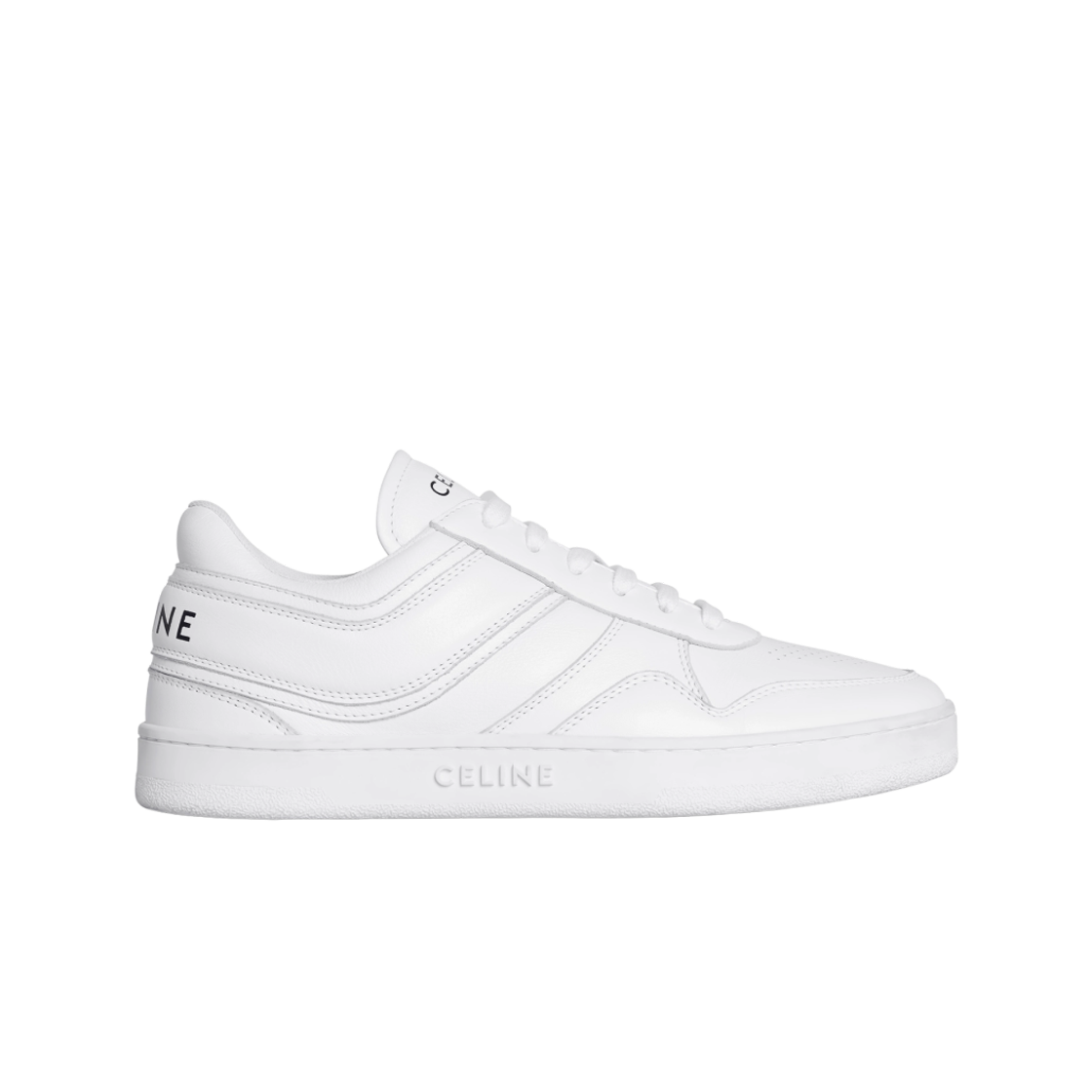(W) 셀린느 트레이너 로우 레이스업 카프스킨 스니커즈 옵틱 화이트((W) Celine Trainer Low Lace Up Calfskin Sneakers Optic White) - 1