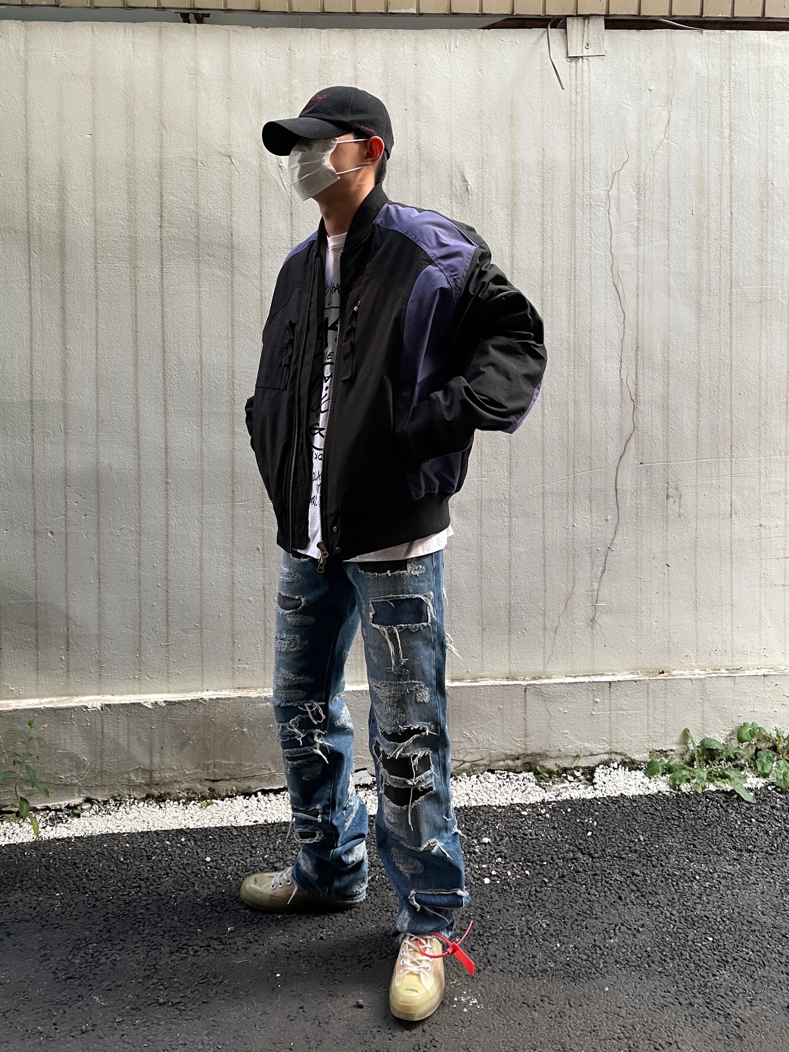 Converse x Off-White Chuck 70 High The Ten, Undermycar Stuttgart Vintage Washing Ball Cap Black Red - 22SS 착용 스타일 - 2
