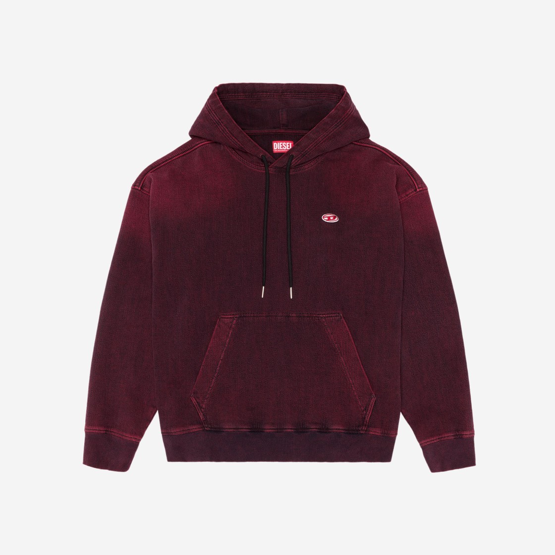 Diesel Cl-D-Um-Rib-NE Hooded Sweatshirt Burgundy 상세 이미지 1