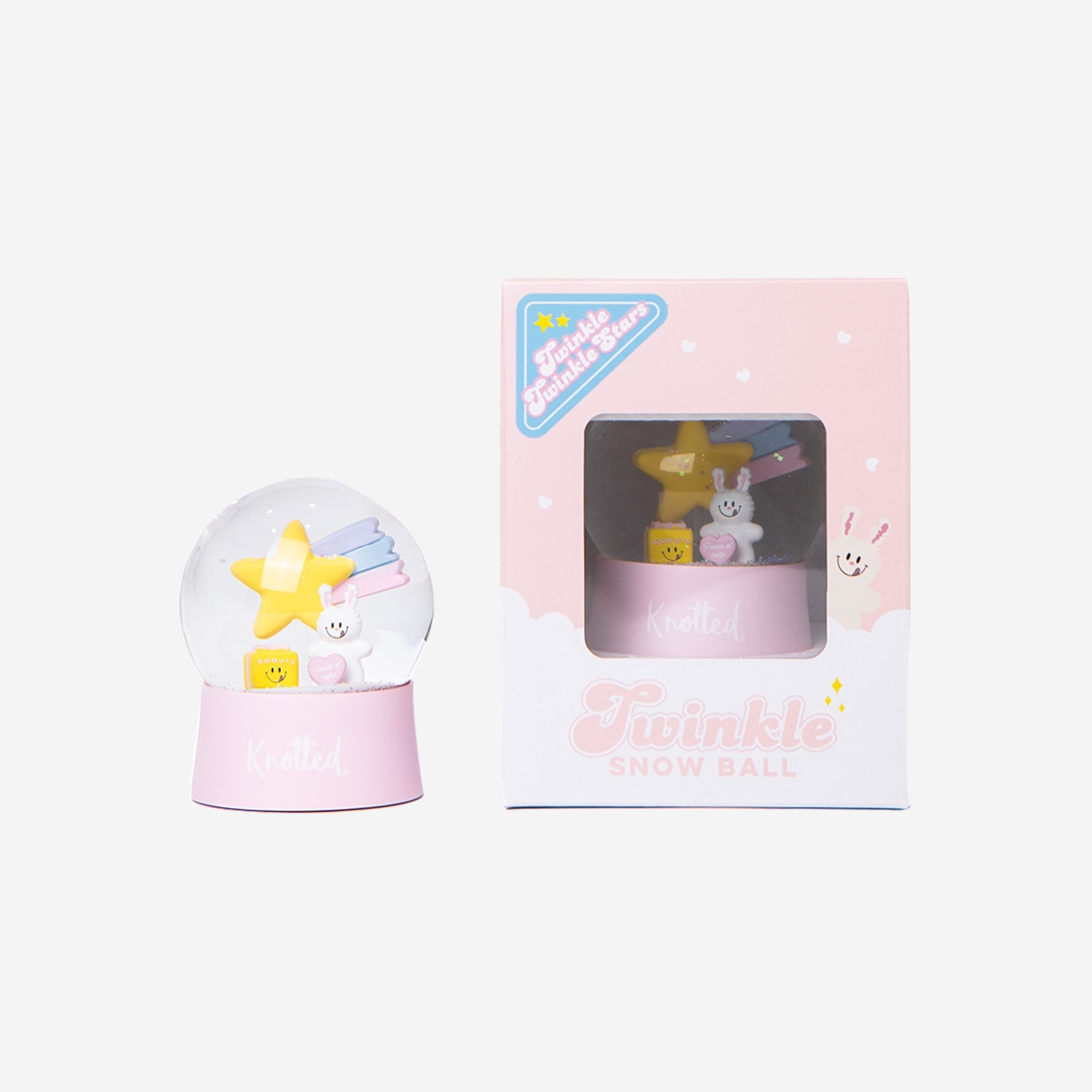 노티드 크림 버니 트윙클 스노우 볼 핑크(Knotted Cream Bunny Twinkle Snow Ball Pink)