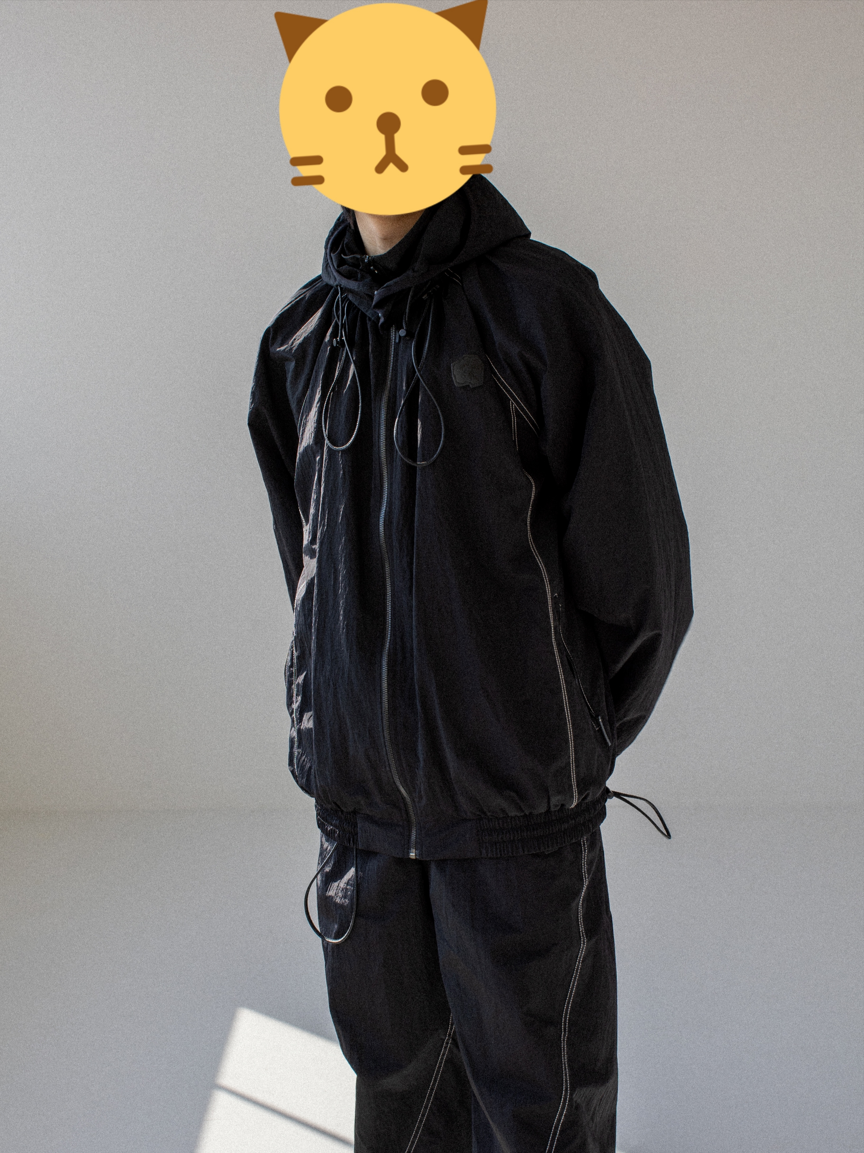Camper x Ader Error Proto-743-S Black Leather Shoes, Ader Error Sculpture Logo Track Zip-Up Noir 착용 스타일 - 3