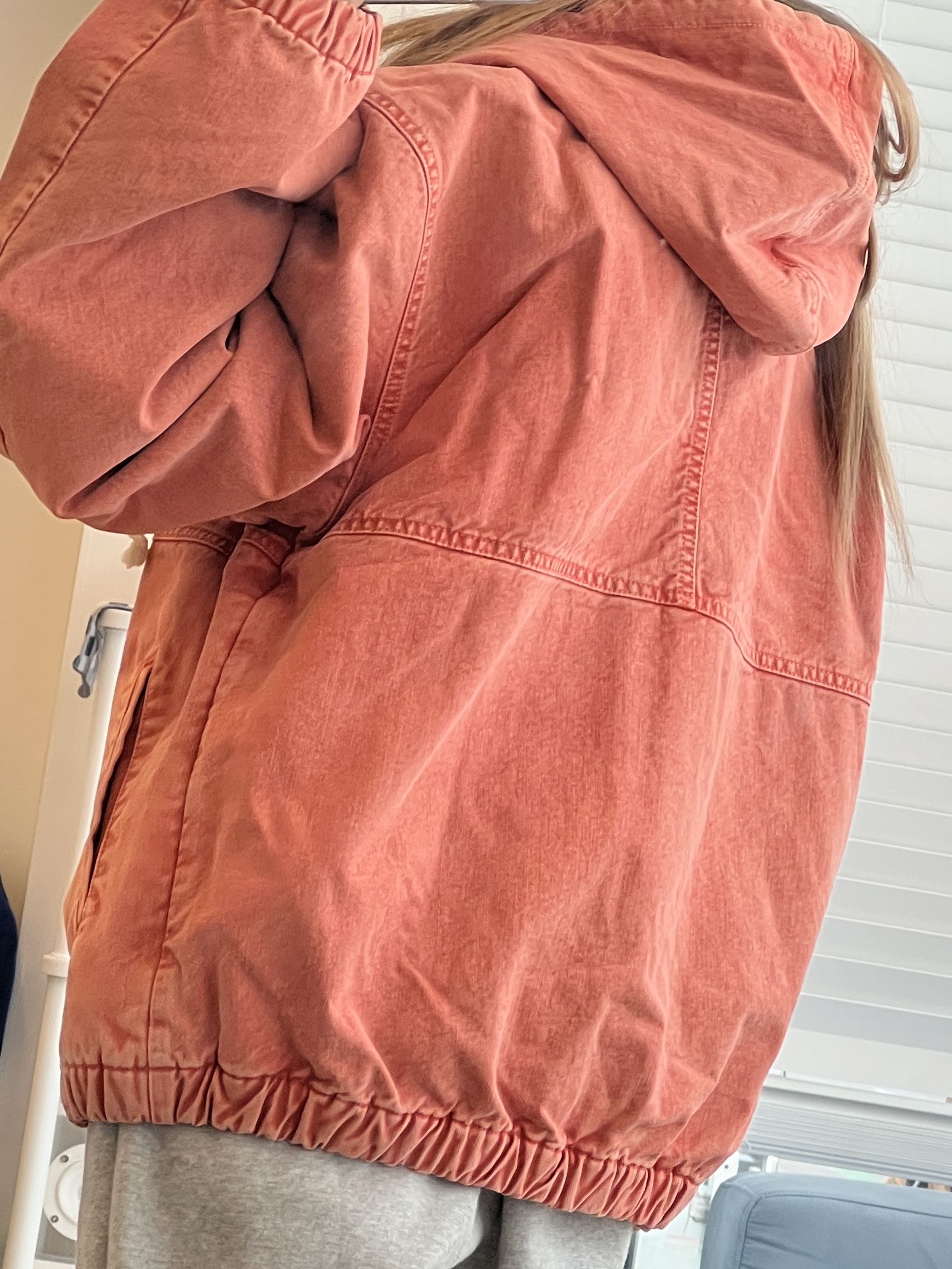 Stussy Double Dye Work Jacket Faded Red 착용 스타일 - 2