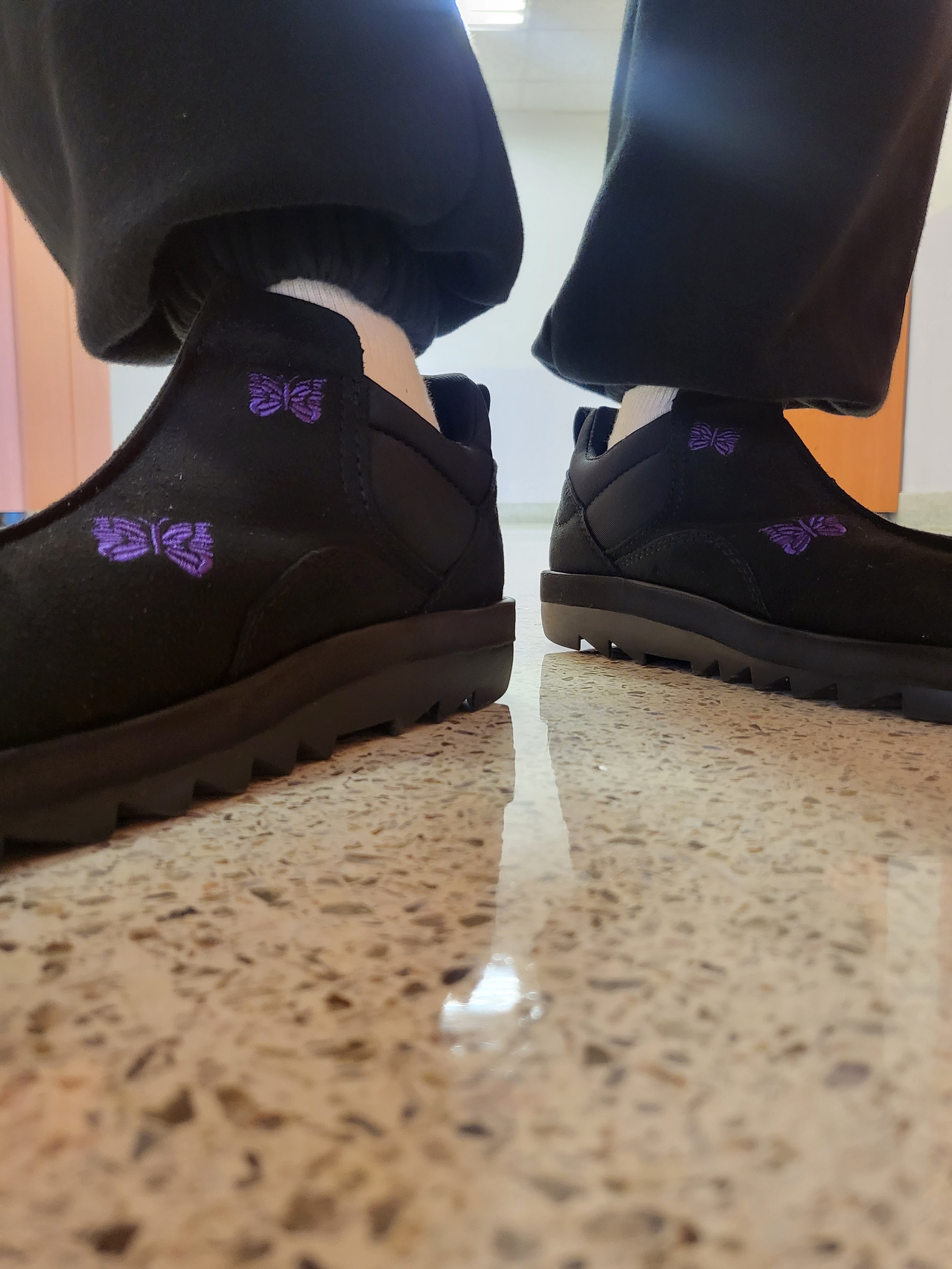 Reebok x Needles Beatnik Moc Core Black Extreme Purple 착용 스타일 - 1