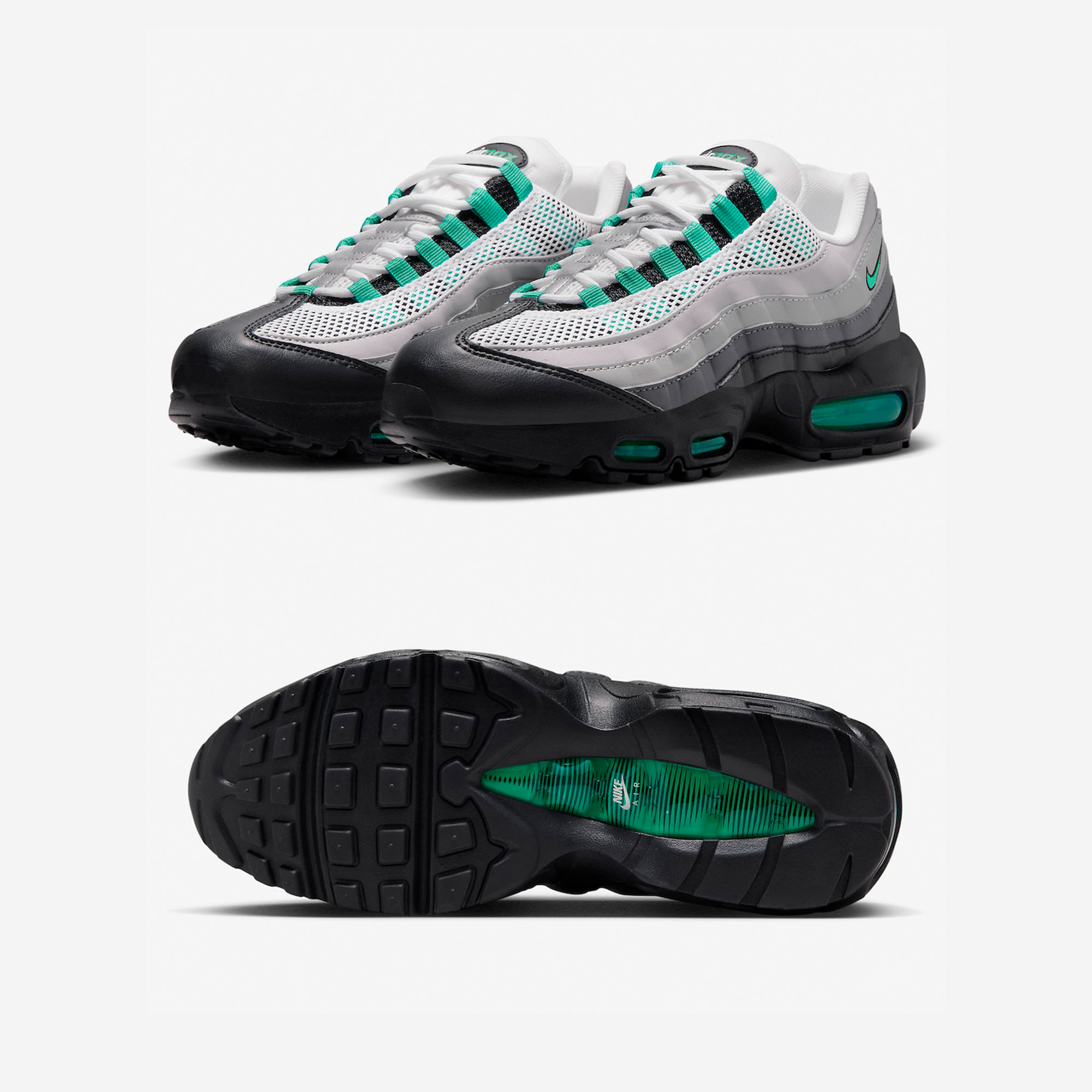 (W) Nike Air Max 95 Triple White, Nike Air Max 95 OG Neon Yellow 2020 착용 스타일 - 2
