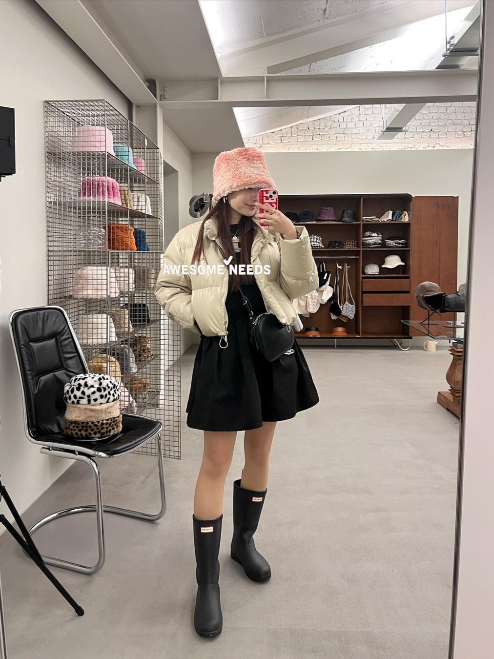 Hunter Women OriginalPlay Tall Rainboots Black 착용 스타일
