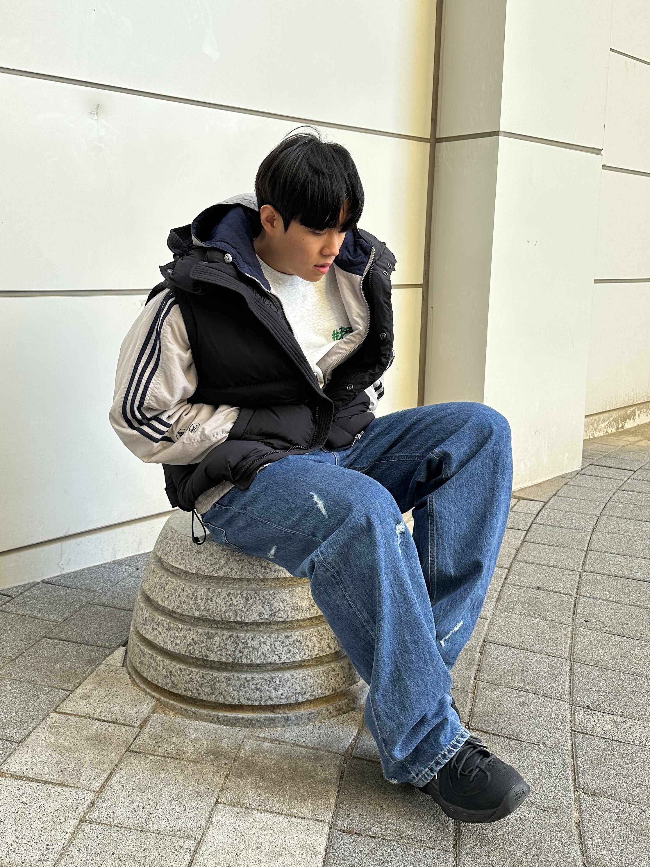 Nike x Stussy Air Penny II Black, Diesel Polygiene Viraloff Rolf Real Down Vest Black 착용 스타일 - 1