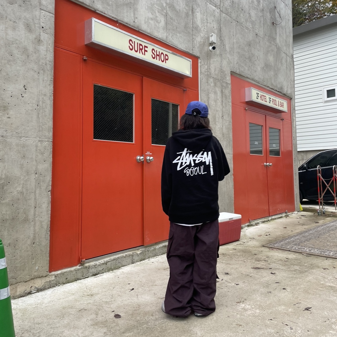 Stussy Stock Seoul Hood Black 2022 착용 스타일 - 1