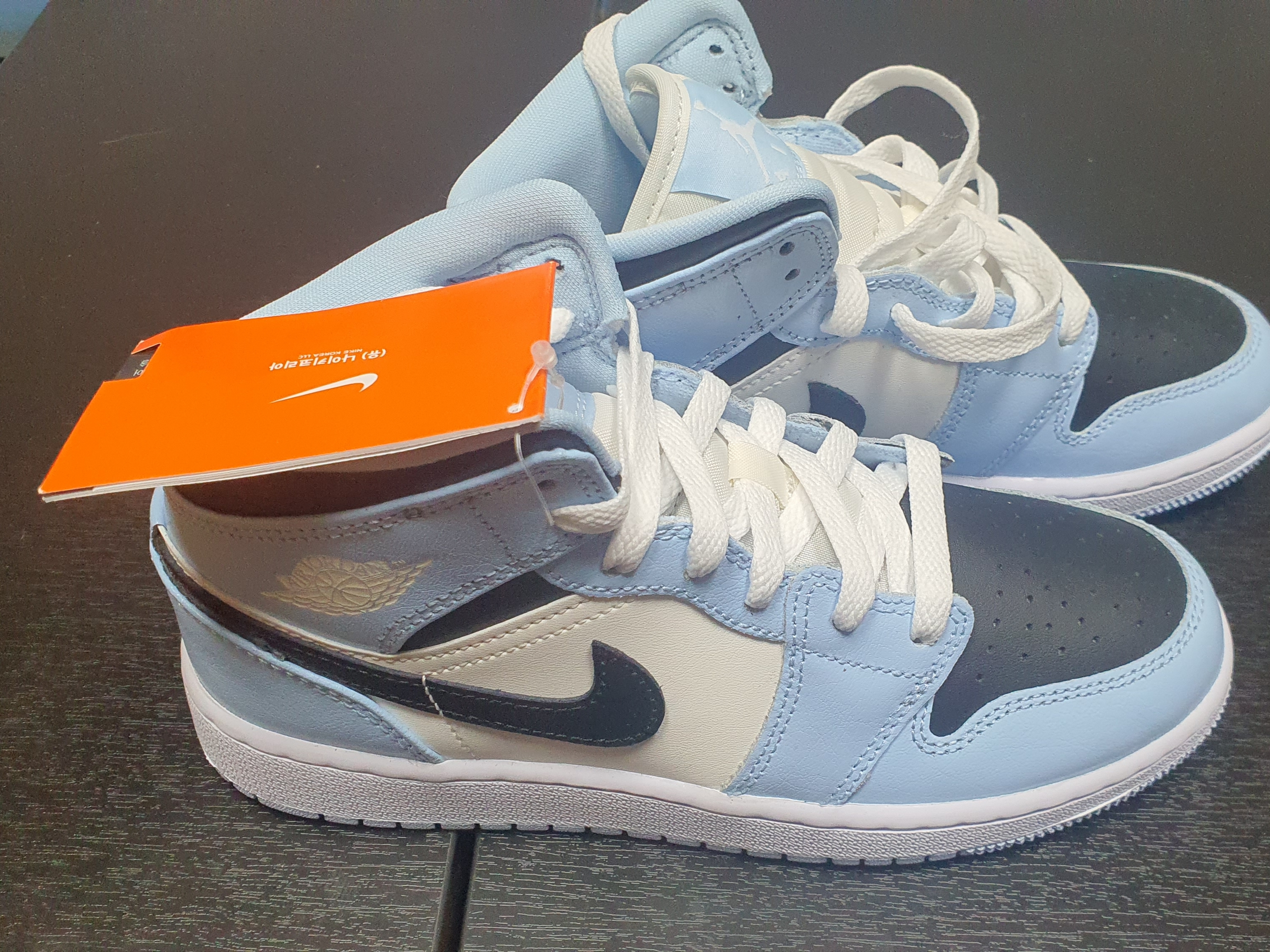 (GS) Jordan 1 Mid Ice Blue Black 착용 스타일 - 2