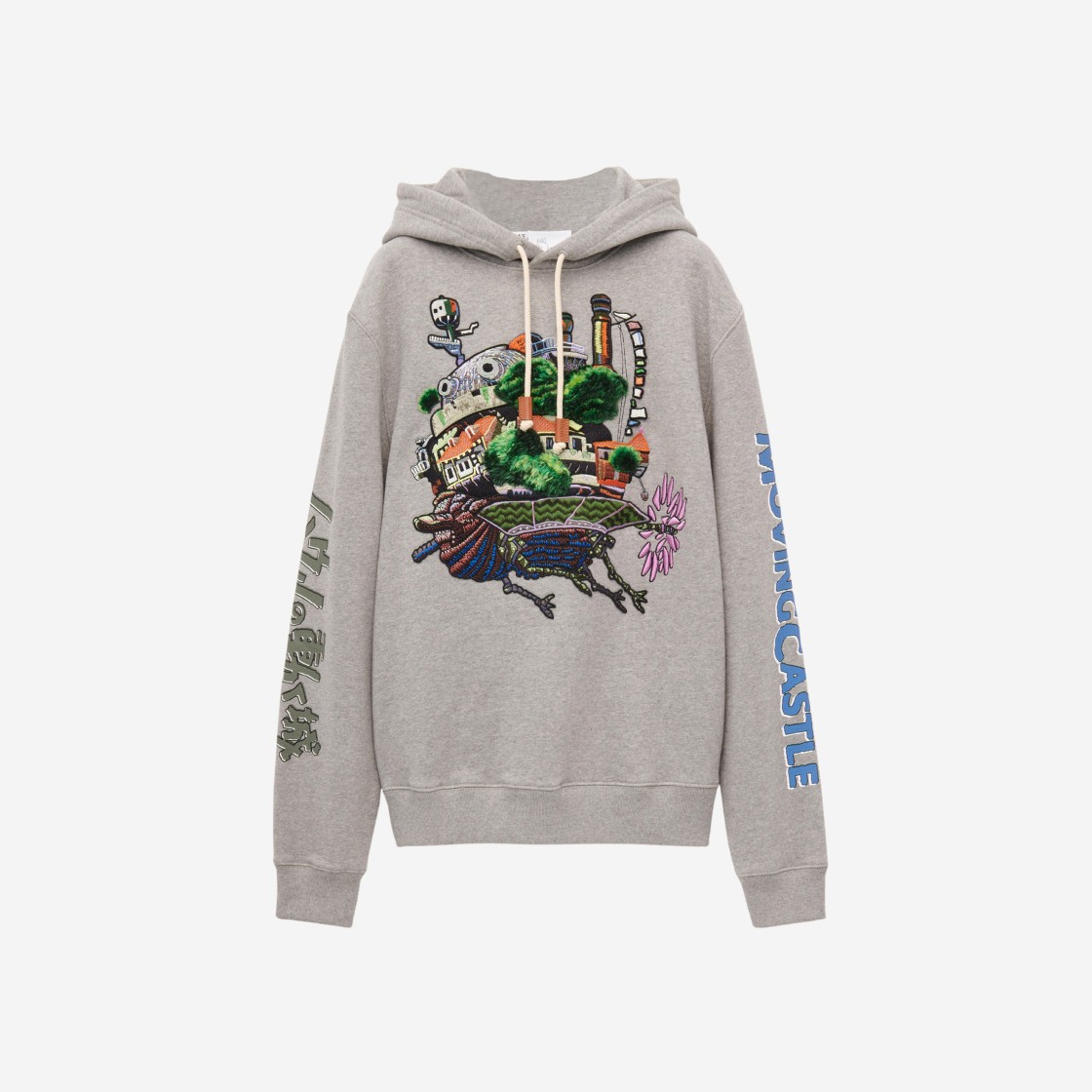 Loewe x Howl's Moving Castle Moving Castle Embroidered Hoodie in Cotton Grey 상세 이미지 1