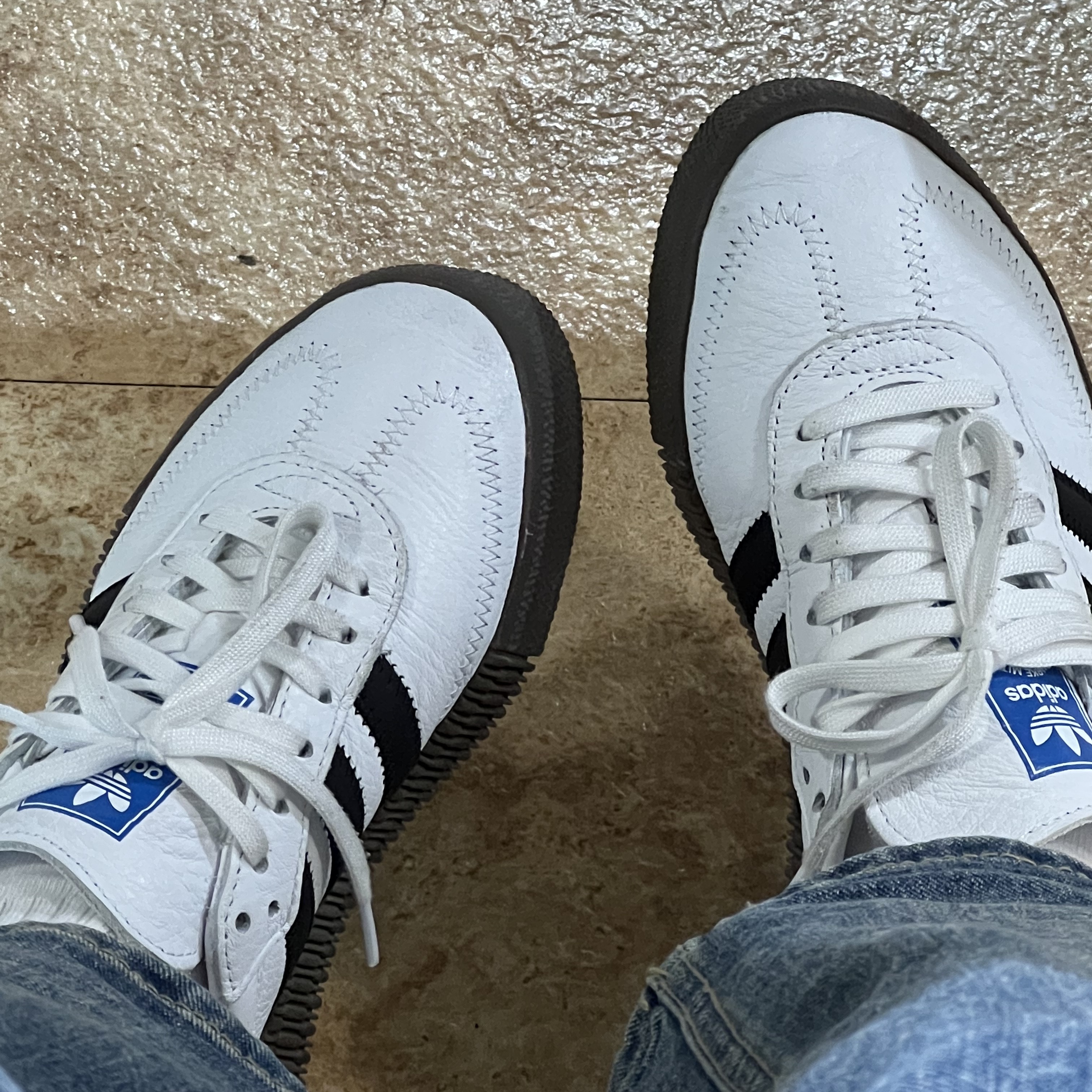 (W) Adidas Sambarose White Black Gum 착용 스타일