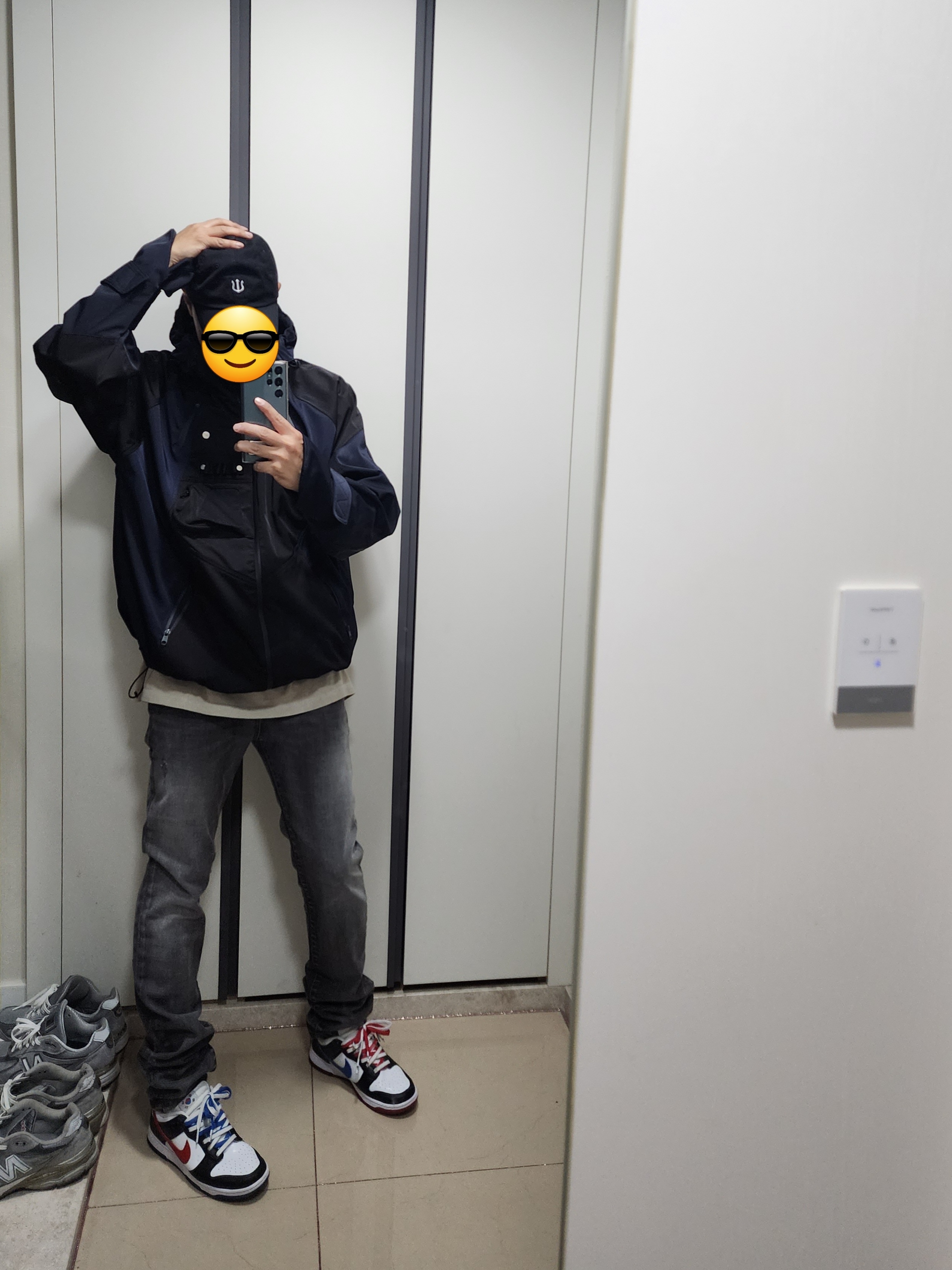 Nike Dunk Low SE Seoul, Undermycar Kame Multi Zip Turtle Shell Parka After Midnight - 22FW 착용 스타일 - 1