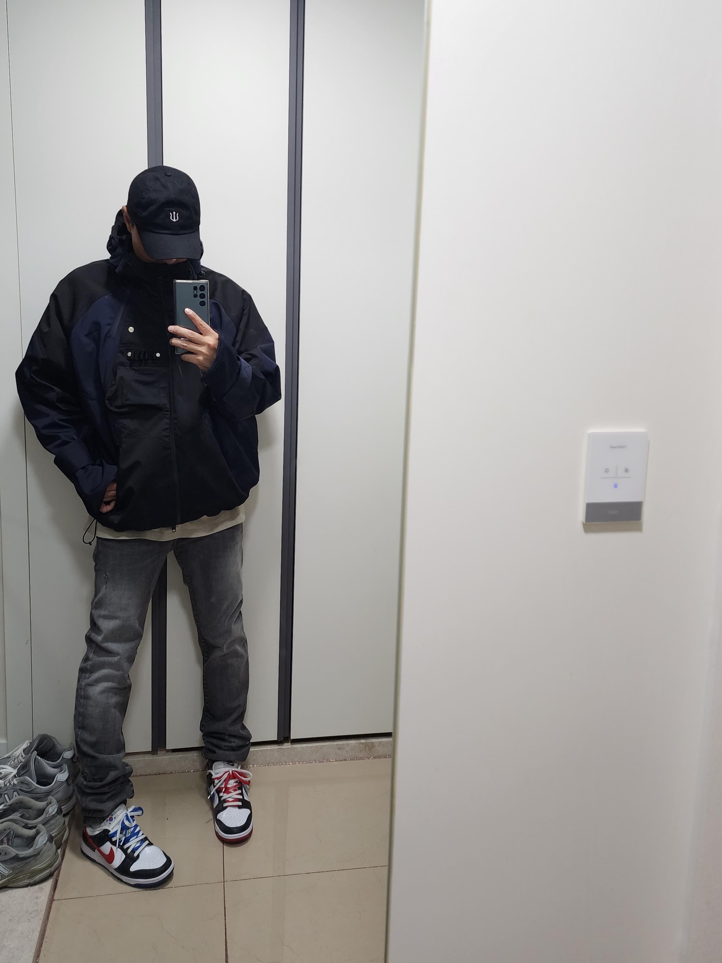 Nike Dunk Low SE Seoul, Undermycar Kame Multi Zip Turtle Shell Parka After Midnight - 22FW 착용 스타일 - 2