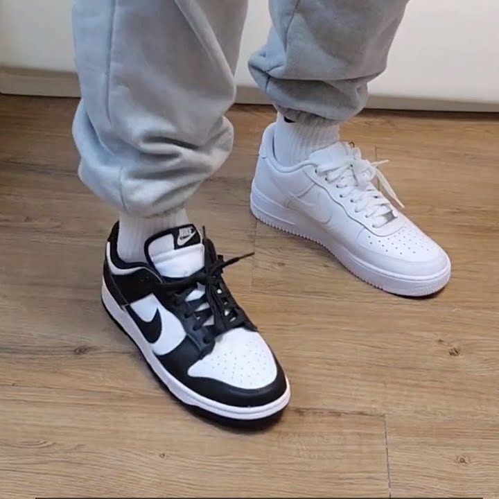 Nike Dunk Low Retro Black, Nike Air Force 1 '07 Low White 착용 스타일 - 1