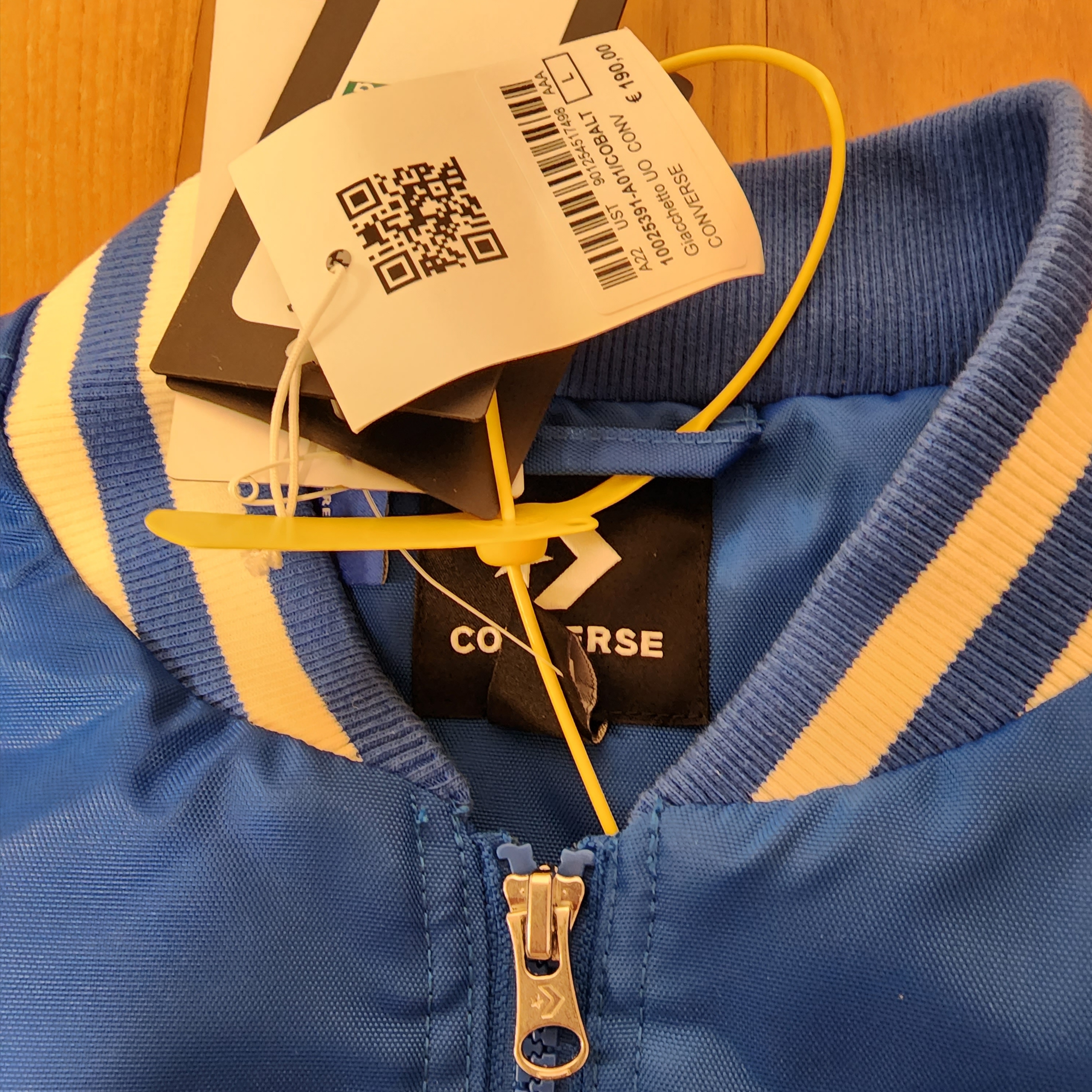 Converse x Ader Error Shapes Varsity Jacket Cobalt 착용 스타일 - 3