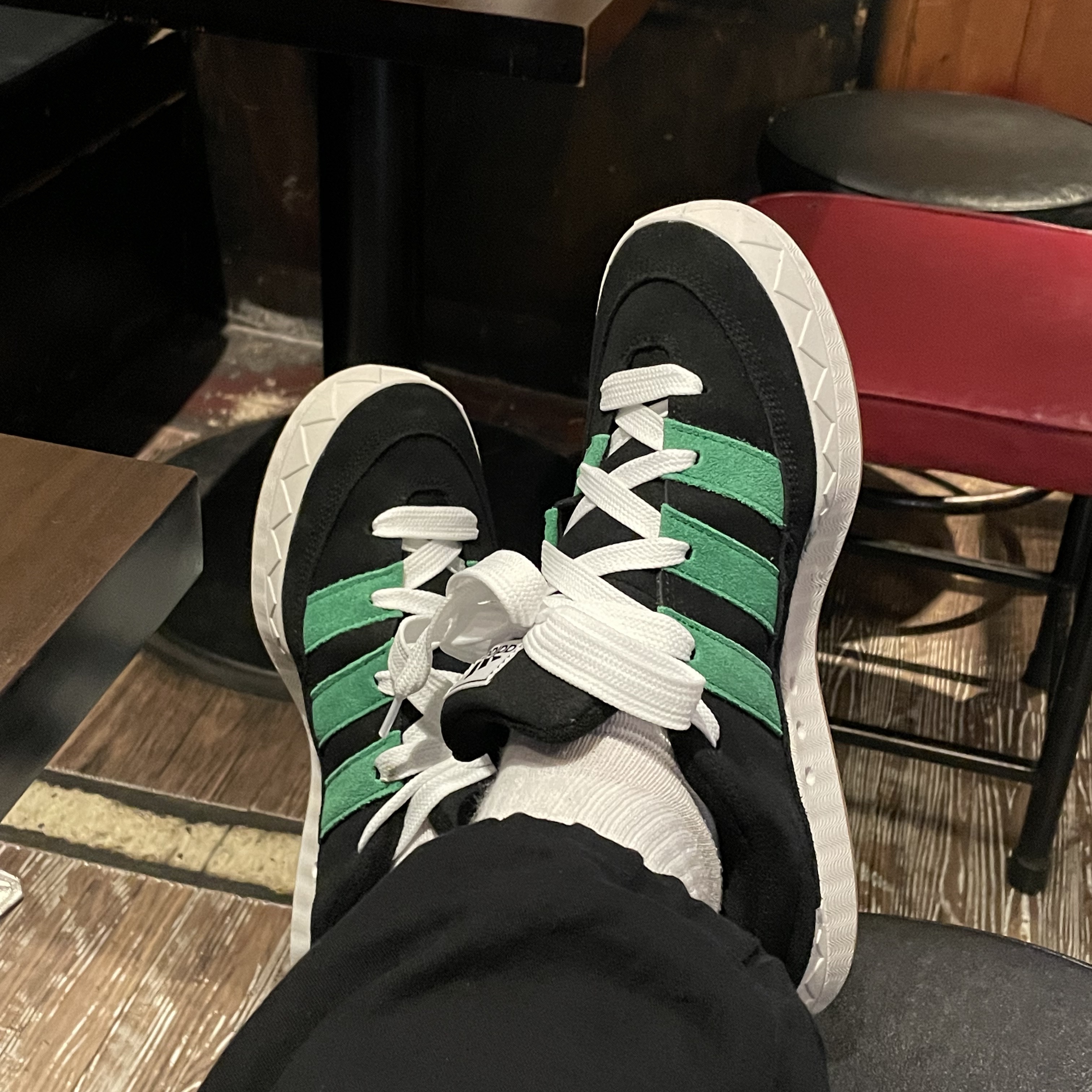 Adidas x Atmos x XLarge Adimatic Core Black Green 착용 스타일