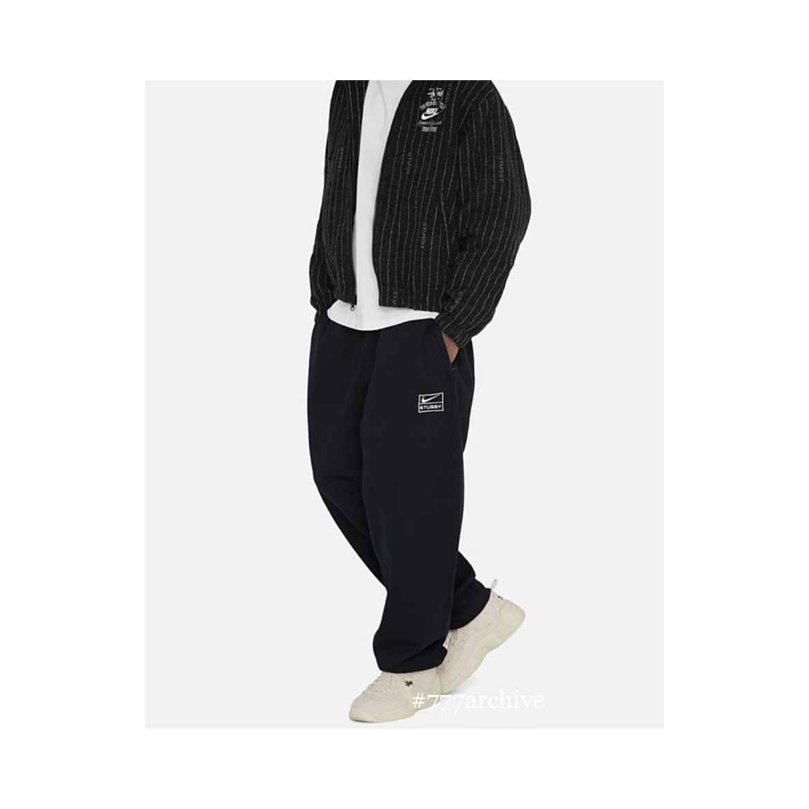 Nike x Stussy NRG LS Knit Sweater Fossil (DR2893-238), Nike x Stussy NRG Striped Wool Pants Black (DR4021-010) 착용 스타일 - 4