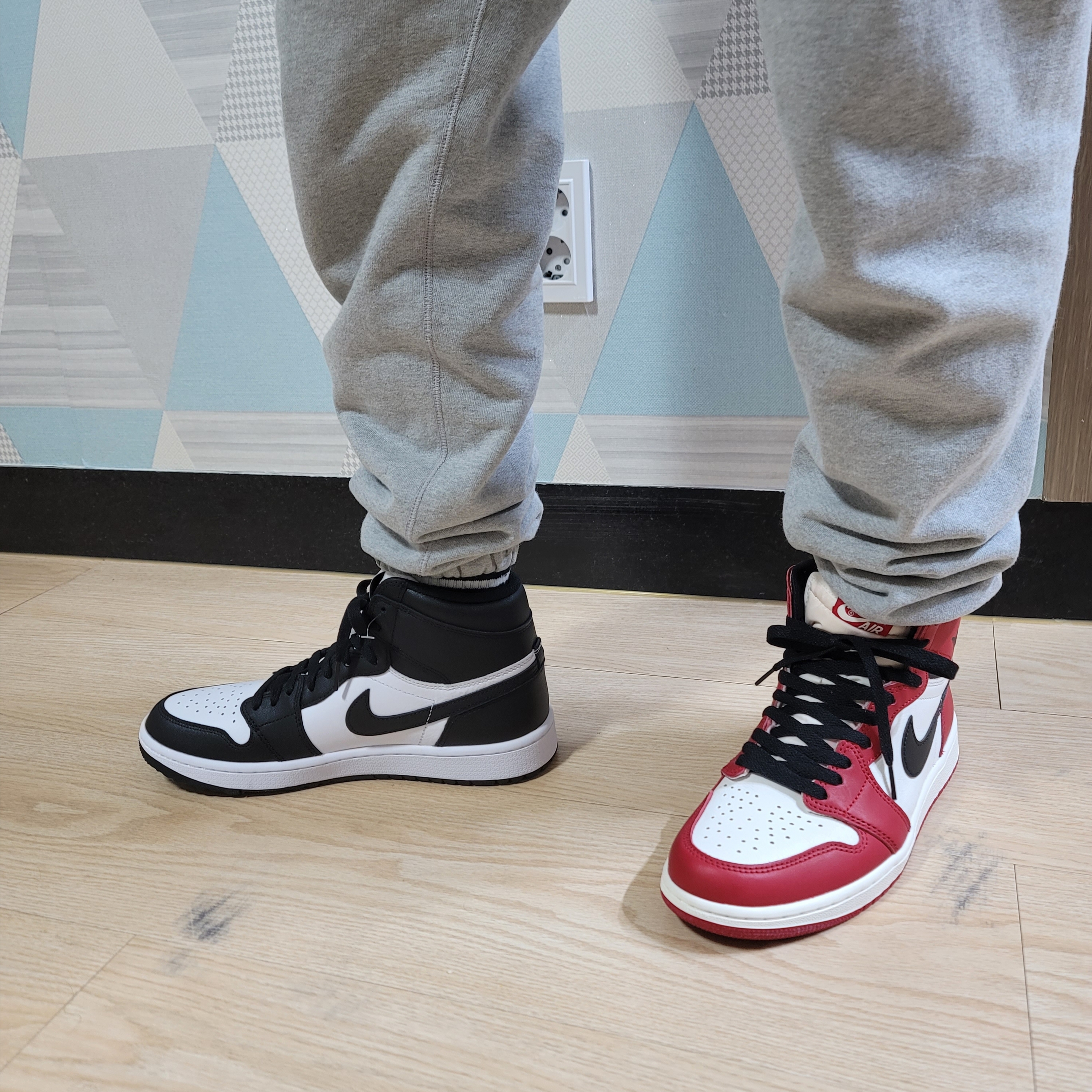 Jordan 1 Retro High OG Chicago 2022, Jordan 1 High Golf White Black 착용 스타일