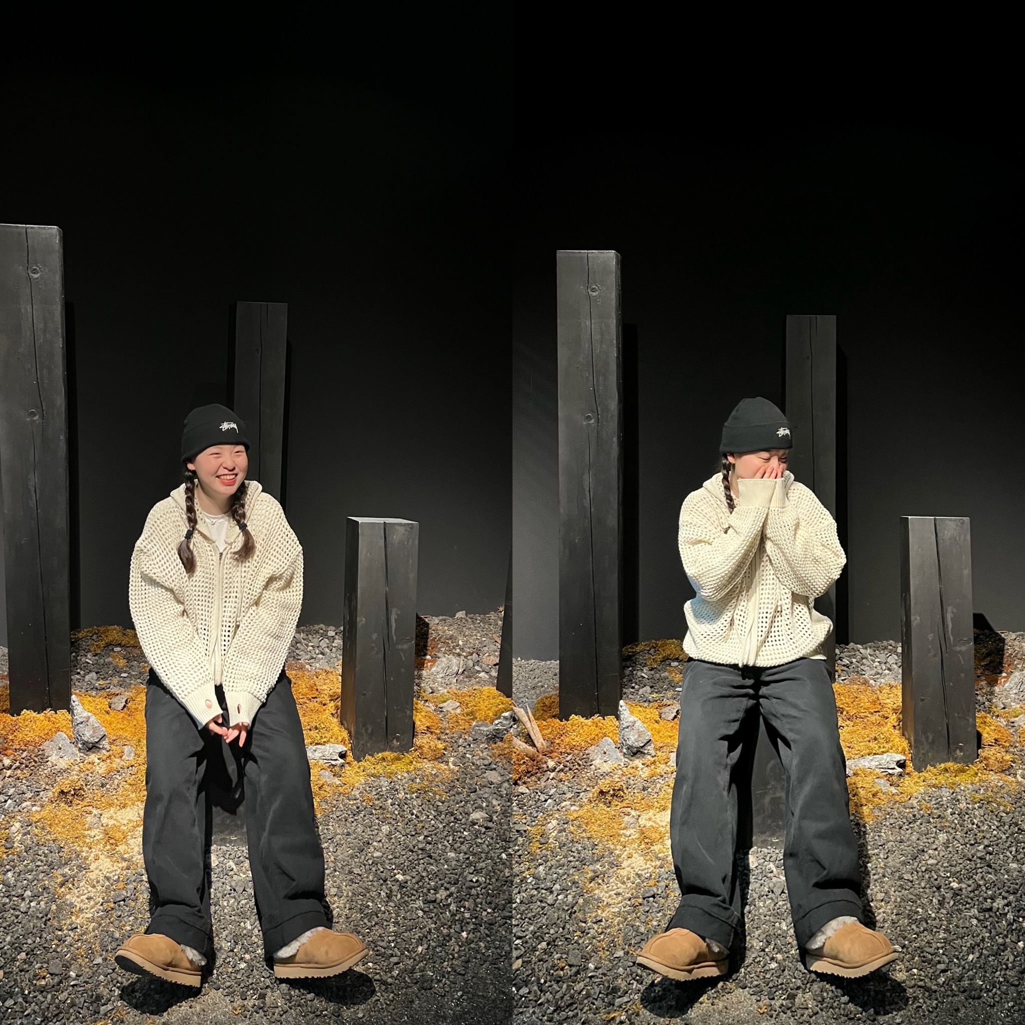 Stussy Stock Cuff Beanie Black 착용 스타일
