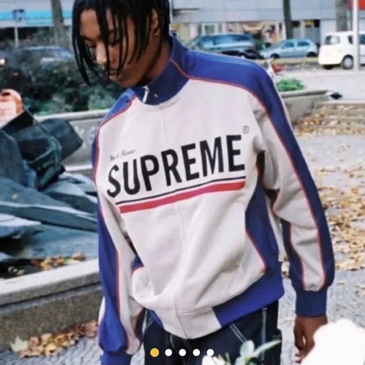 Supreme World Famous Jacquard Track Jacket Stone - 22FW 착용 스타일