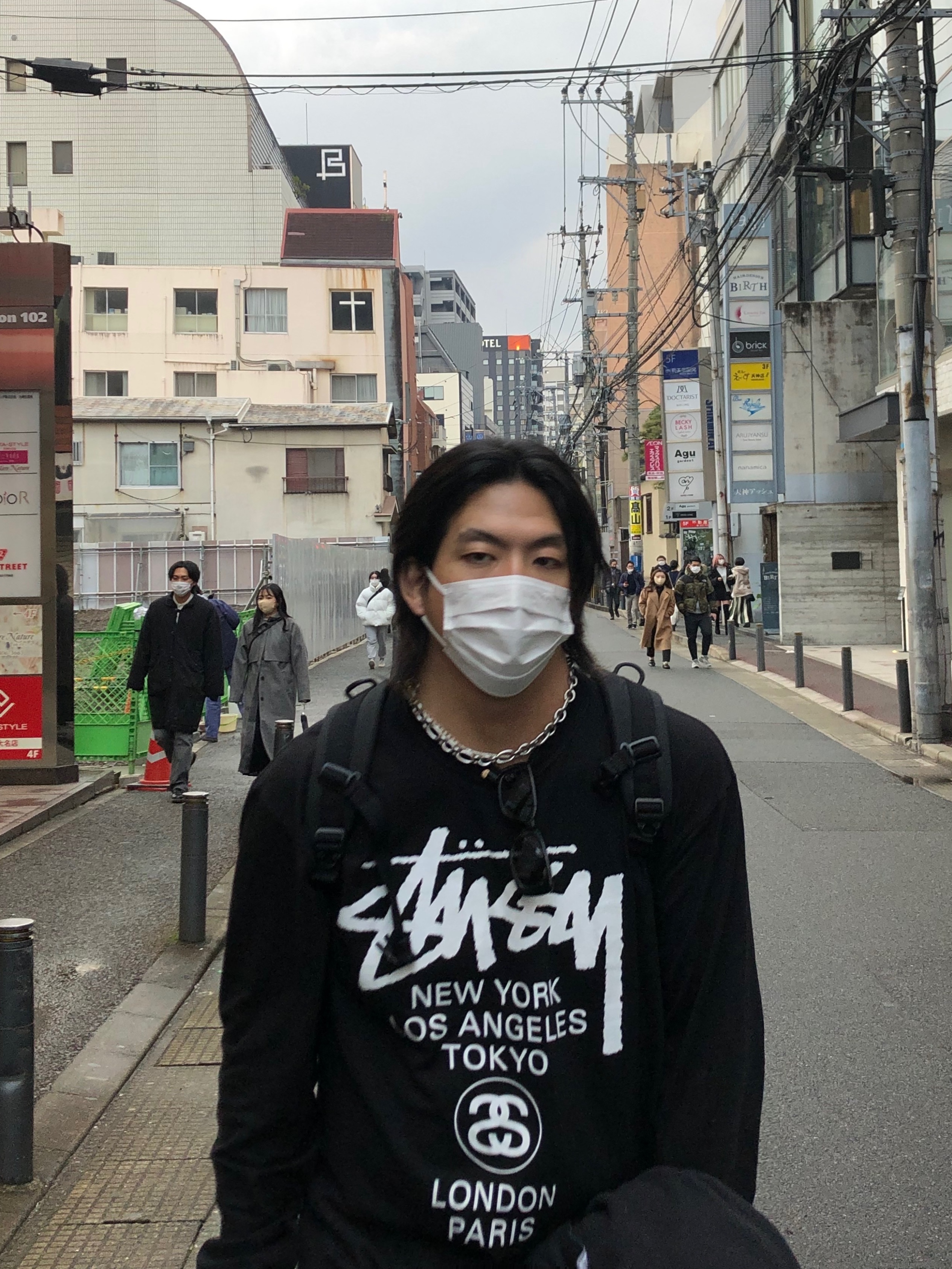Stussy World Tour LS T-Shirt Black 착용 스타일