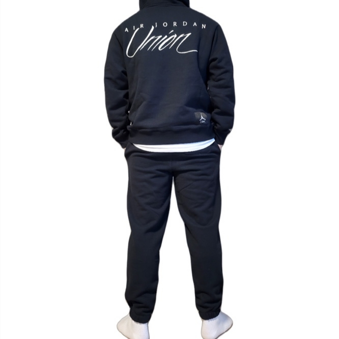Jordan x Union Fleece Pants Black - Asia, Jordan x Union Fleece Hoodie Black - Asia 착용 스타일 - 2