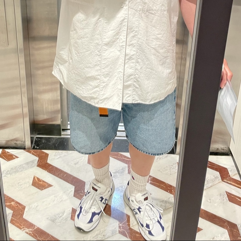 New Balance 992 Made in USA White Navy 착용 스타일 - 3