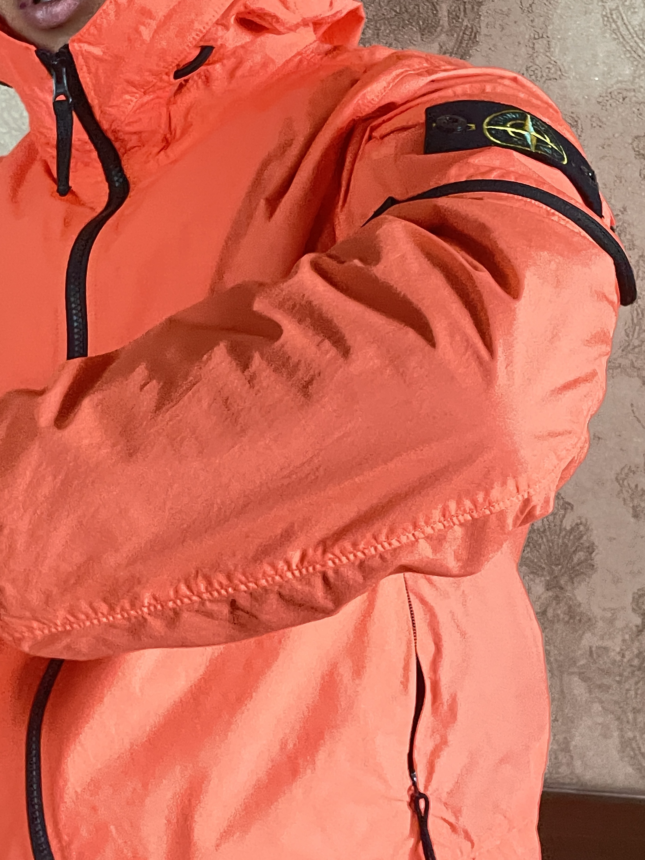 Stone Island 40632 Naslan Light Watro Hooded Blouson Orange - 22SS 착용 스타일 - 2