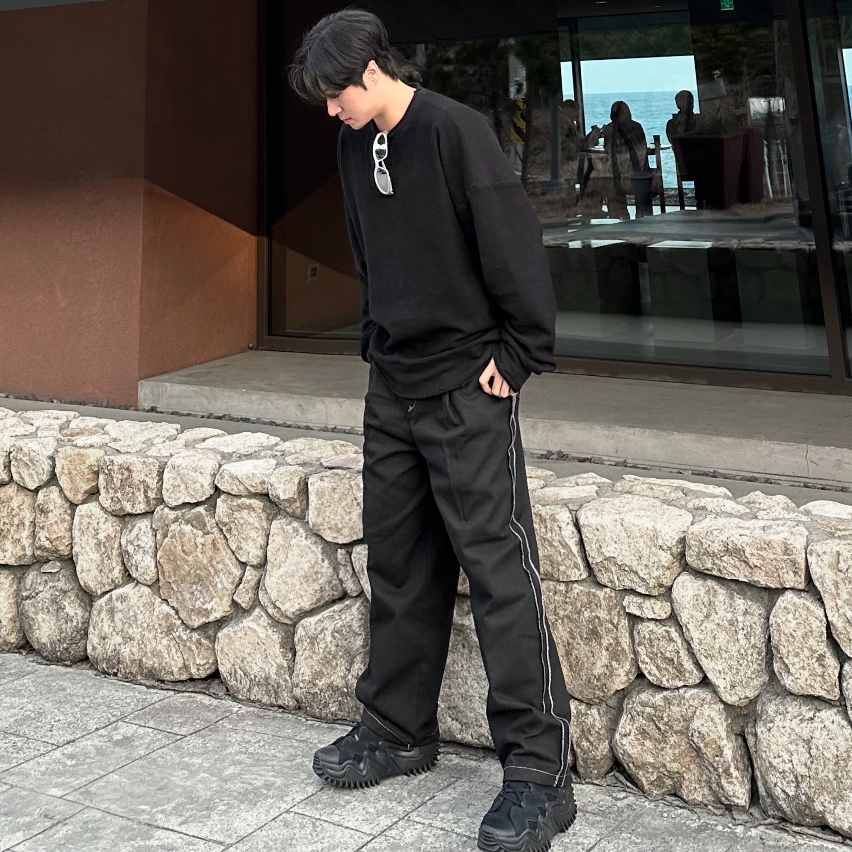 Converse Street Utility Run Star Motion High Triple Black 착용 스타일 - 2