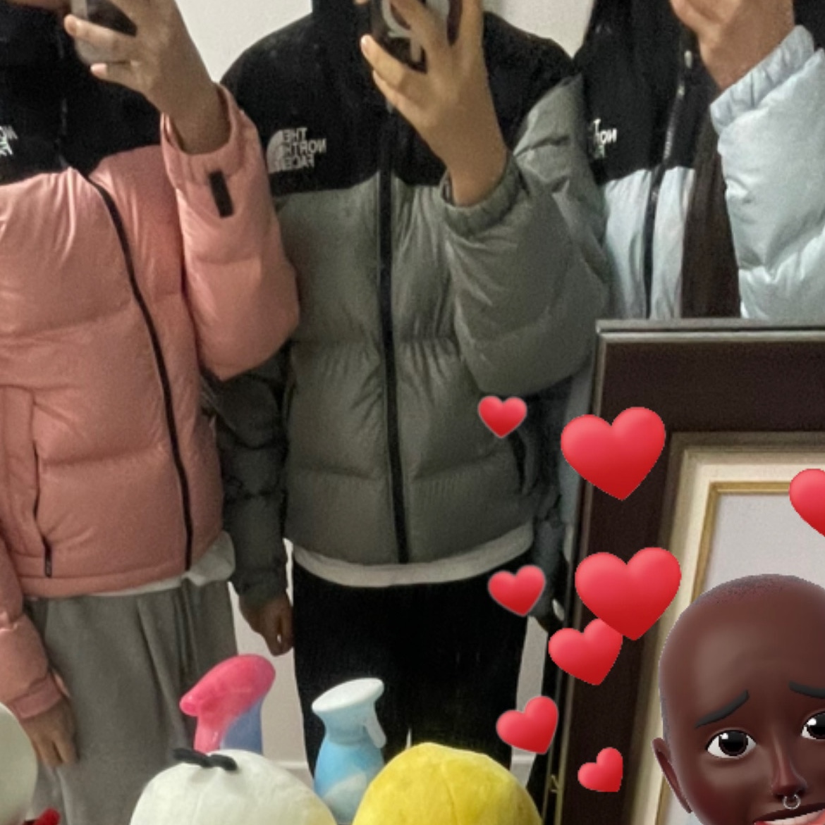 (W) The North Face 1996 Eco Nuptse Jacket Dusty Rose, The North Face White Label Novelty Nuptse Down Jacket Sky Blue 착용 스타일 - 2