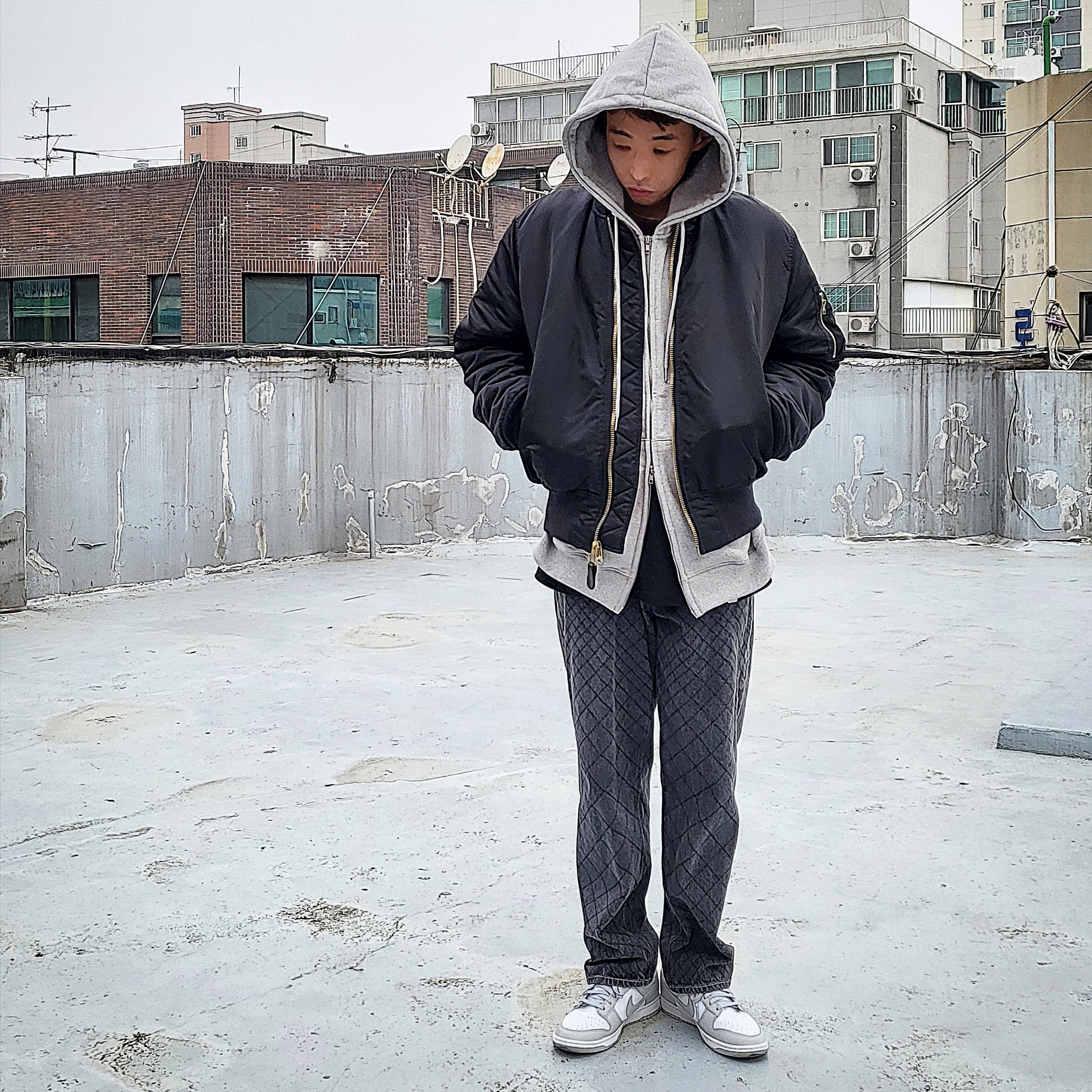Nike Dunk Low Retro Grey Fog 착용 스타일 - 1