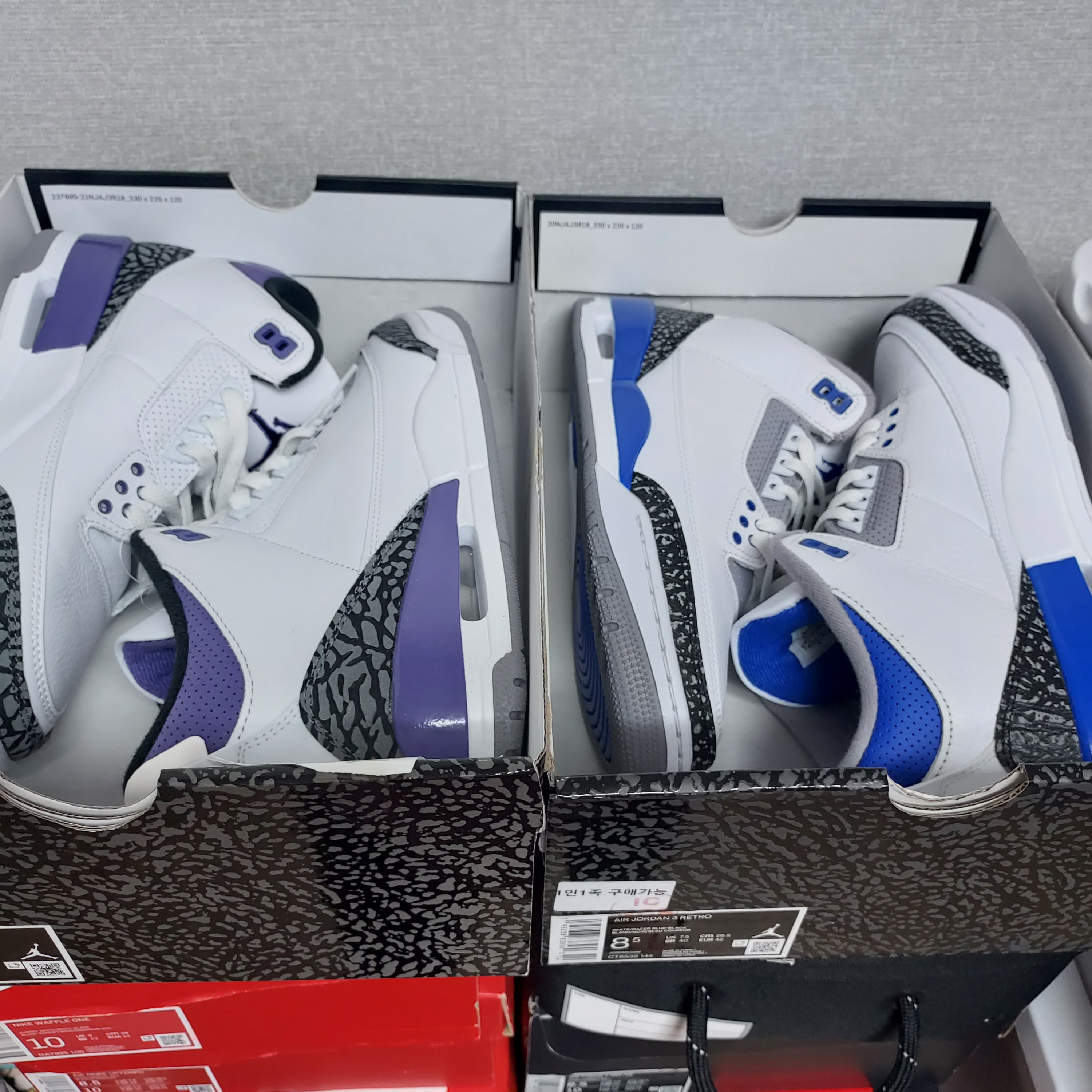 Jordan 3 Retro Racer Blue, Jordan 3 Retro Dark Iris 착용 스타일