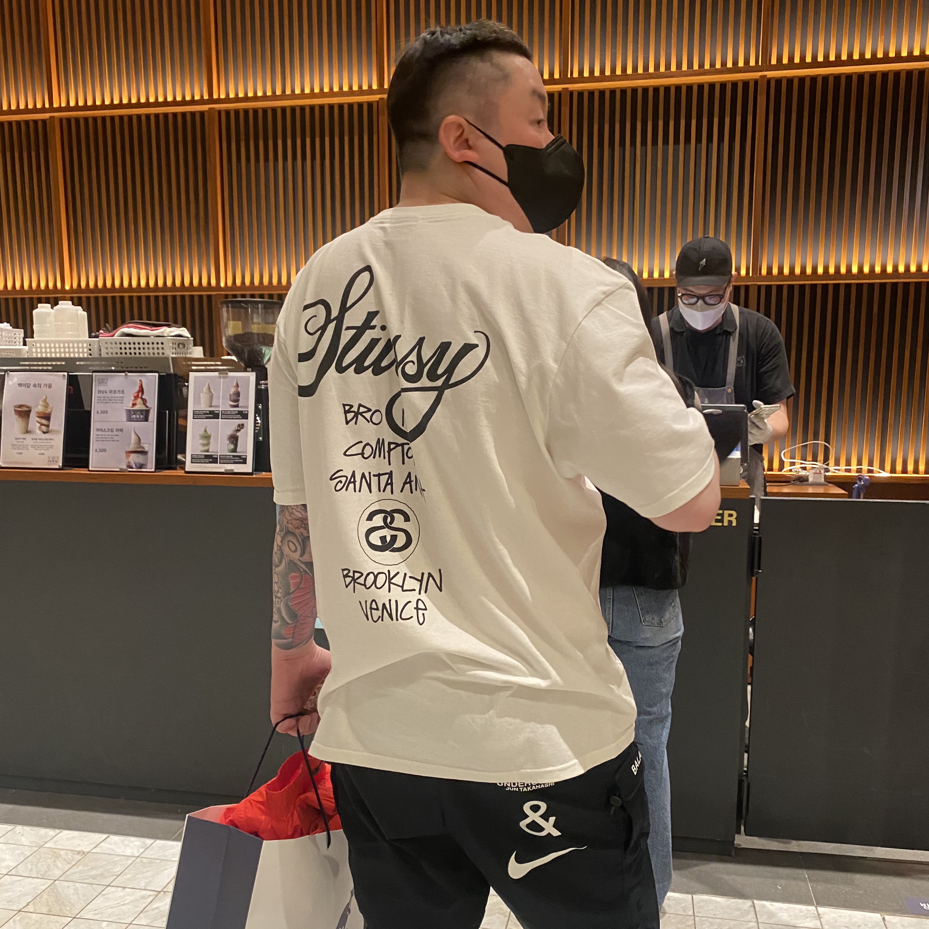 Nike x Undercover NRG TC Pants Black - US/EU, Stussy Tour T-Shirt White 착용 스타일