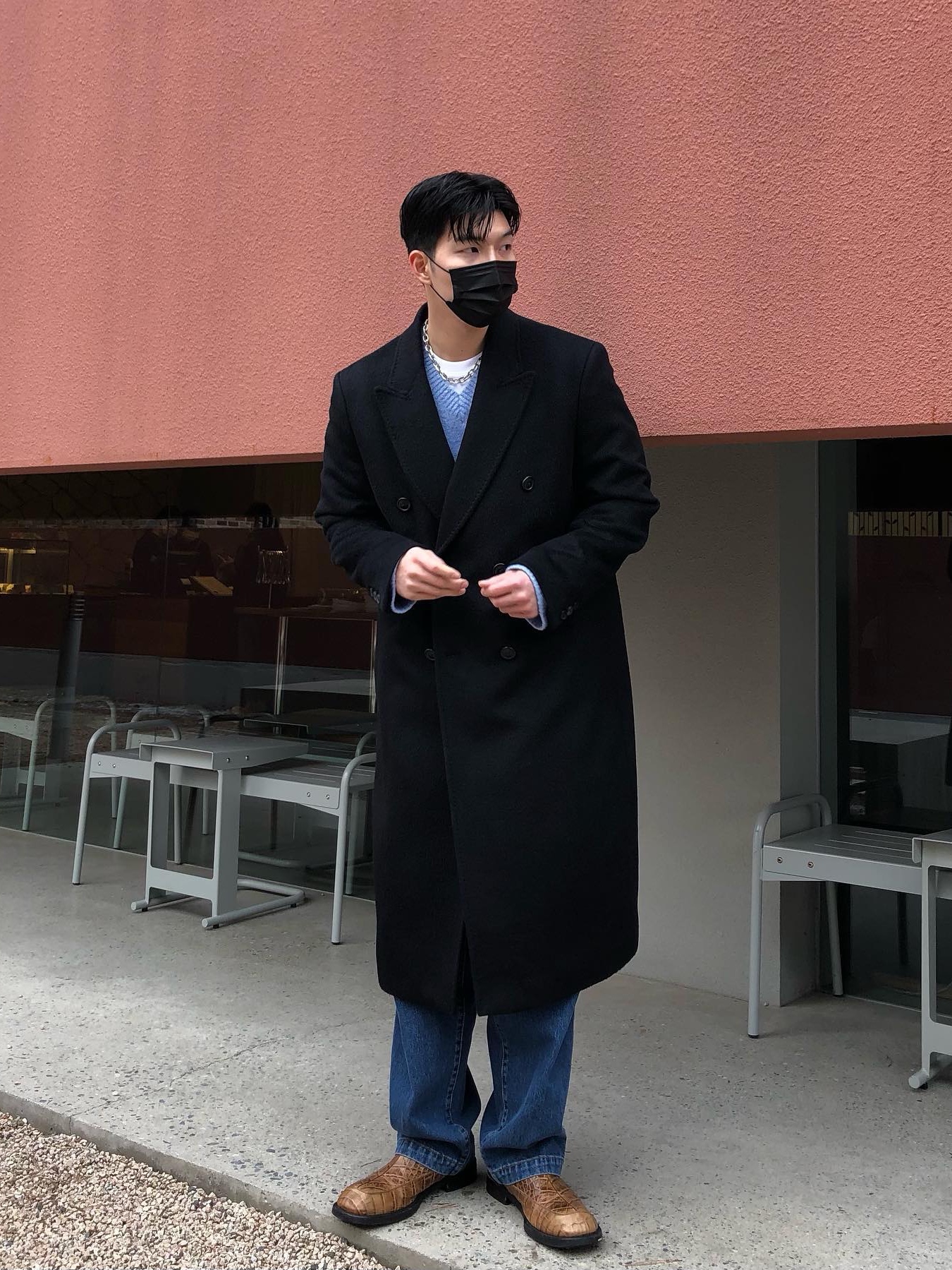 Our Legacy Hairy Wool Whale Coat Black 착용 스타일
